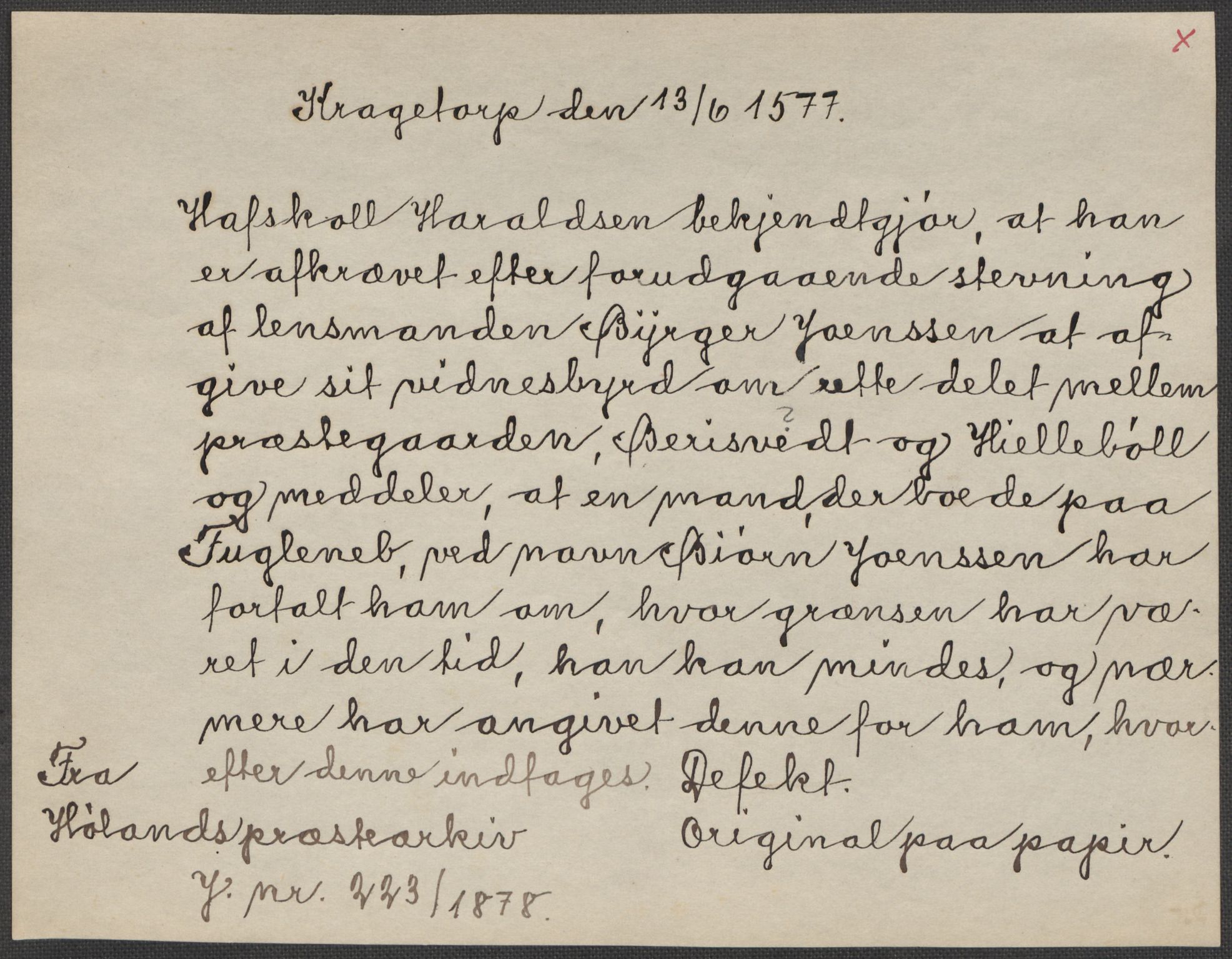 Riksarkivets diplomsamling, AV/RA-EA-5965/F15/L0007: Prestearkiv - Akershus, 1573-1693, p. 191