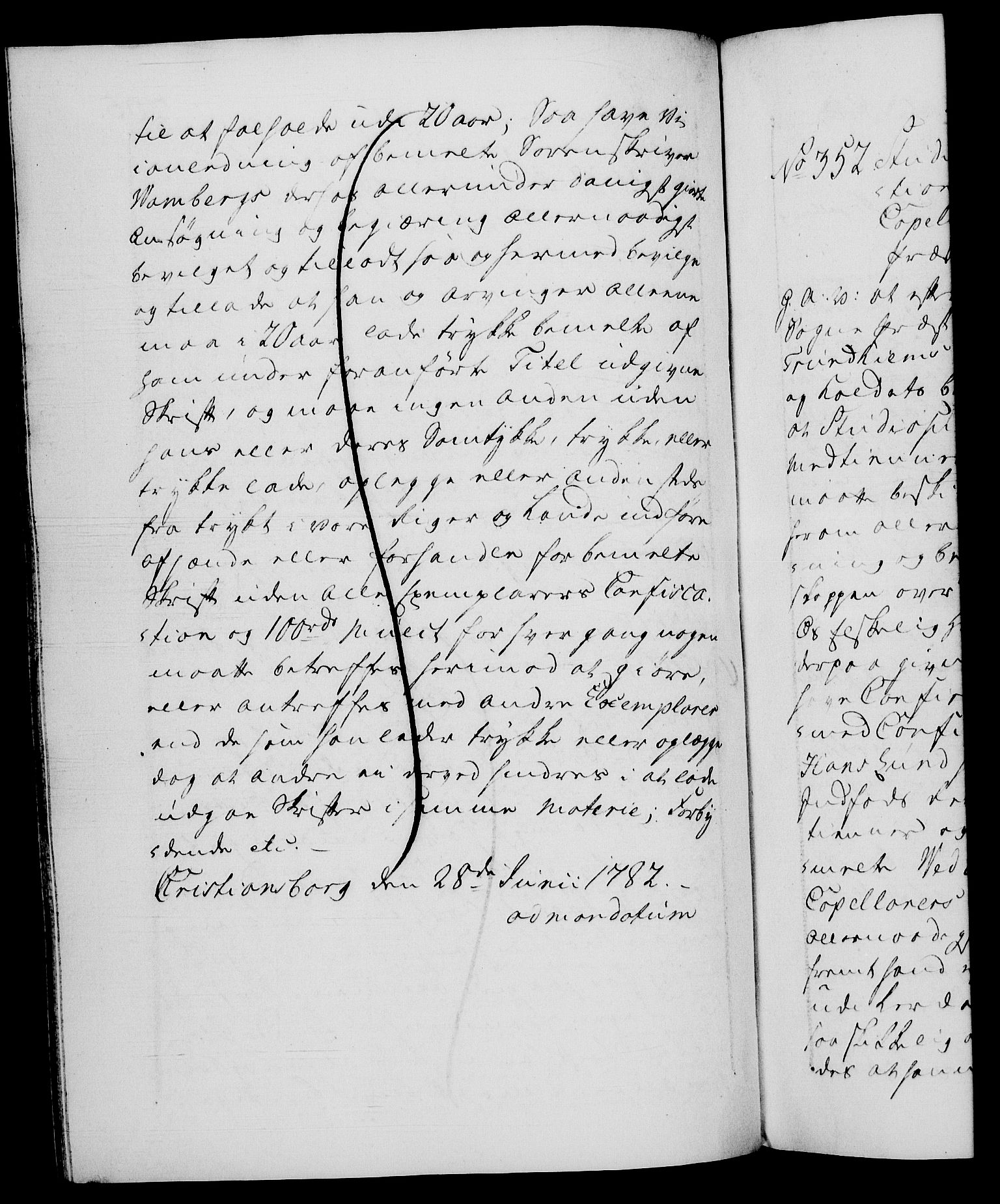Danske Kanselli 1572-1799, RA/EA-3023/F/Fc/Fca/Fcaa/L0049: Norske registre, 1782-1783, p. 205b