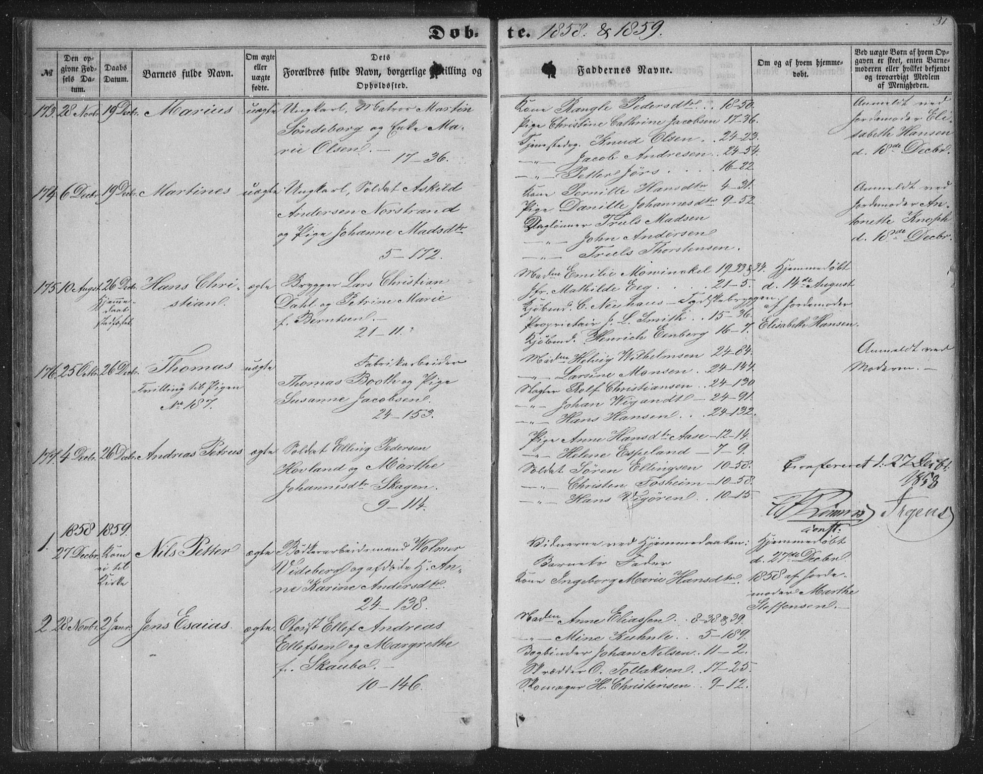 Korskirken sokneprestembete, SAB/A-76101/H/Haa/L0018: Parish register (official) no. B 4, 1857-1866, p. 31