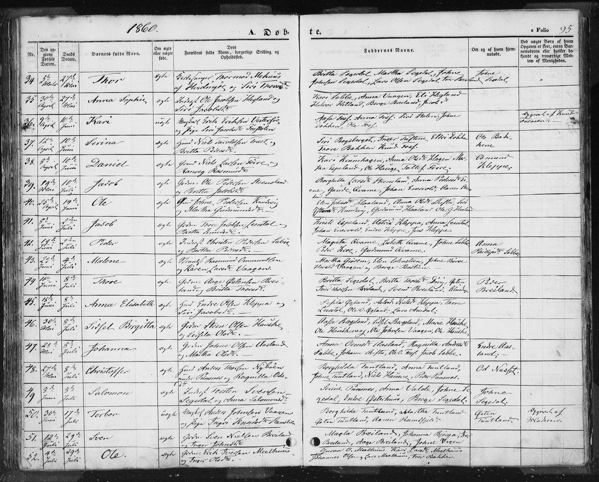 Hjelmeland sokneprestkontor, AV/SAST-A-101843/01/IV/L0009: Parish register (official) no. A 9, 1846-1860, p. 95