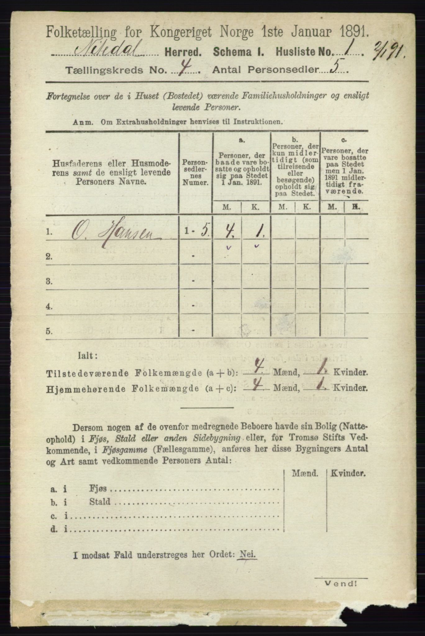 RA, 1891 census for 0233 Nittedal, 1891, p. 1621