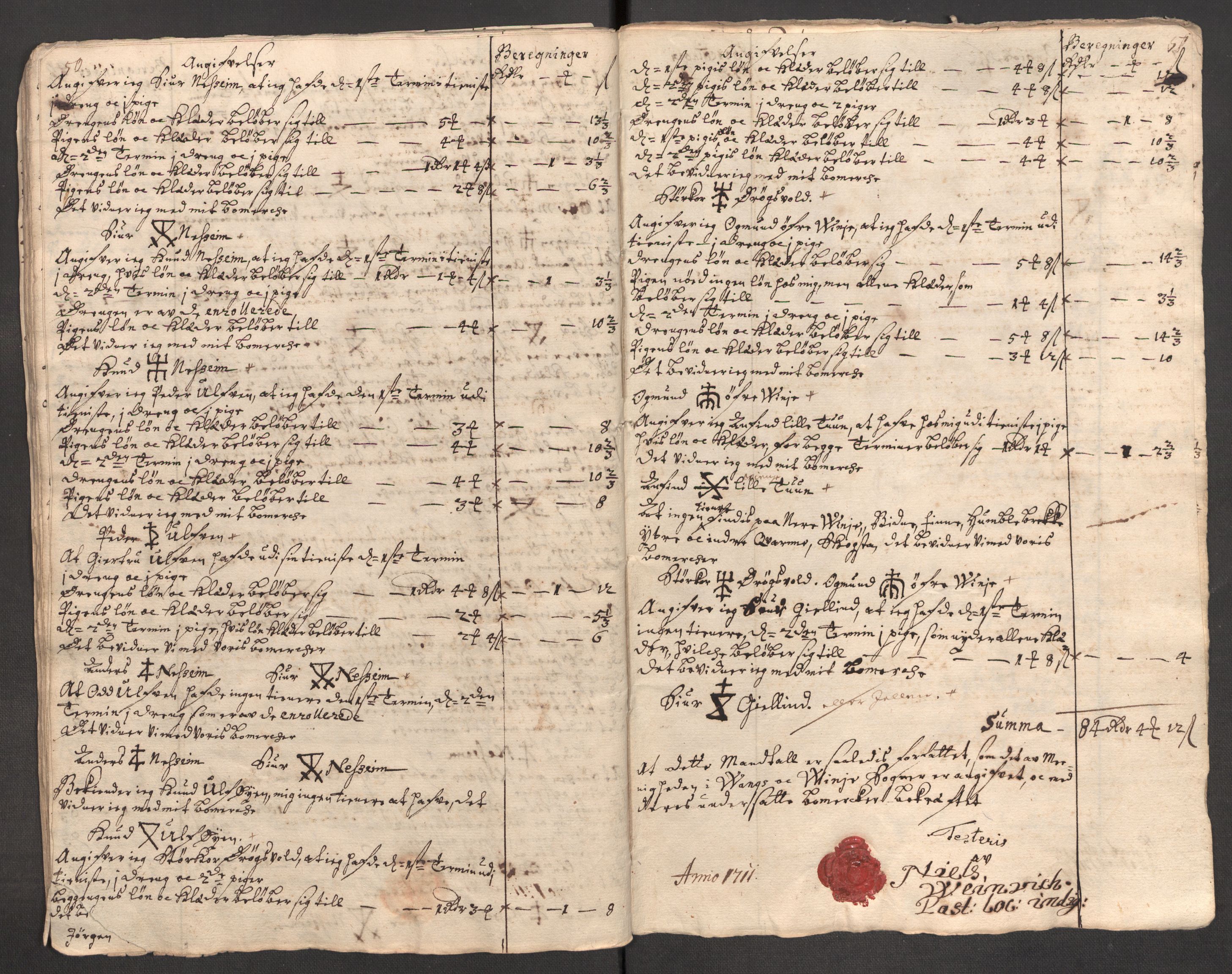 Rentekammeret inntil 1814, Reviderte regnskaper, Fogderegnskap, AV/RA-EA-4092/R51/L3193: Fogderegnskap Nordhordland og Voss, 1711, p. 404