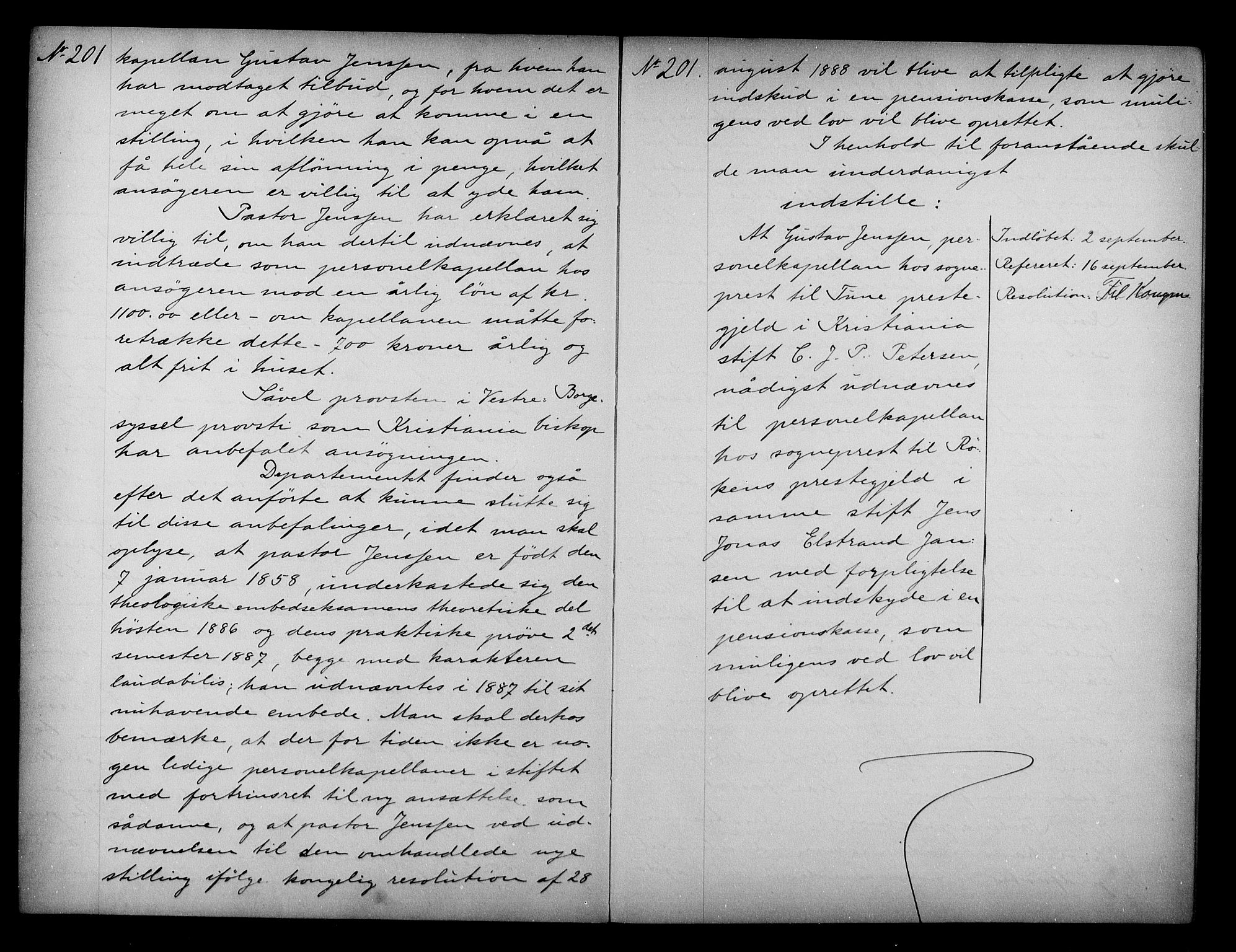 Kirke- og undervisningsdepartementet, Kontoret  for kirke og geistlighet A, AV/RA-S-1007/A/Aa/L0242: Referatprotokoll bd. 2. Ref.nr. 201-266, 1890