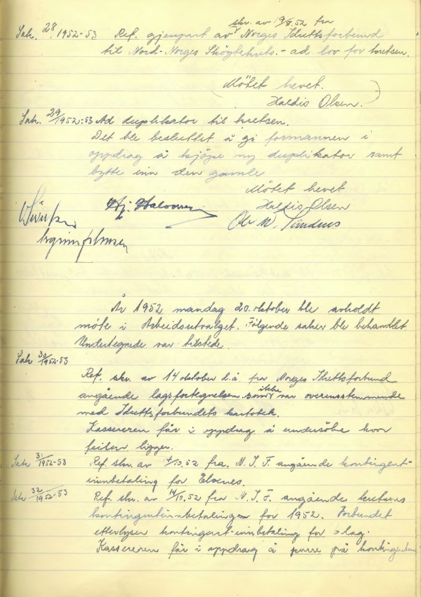 Aust-Finnmark Idrettskrets , FMFB/A-1041/A/L0002: Møteprotokoll for  styre, ting og arbeidsutvalg, 1951-1954, p. 60