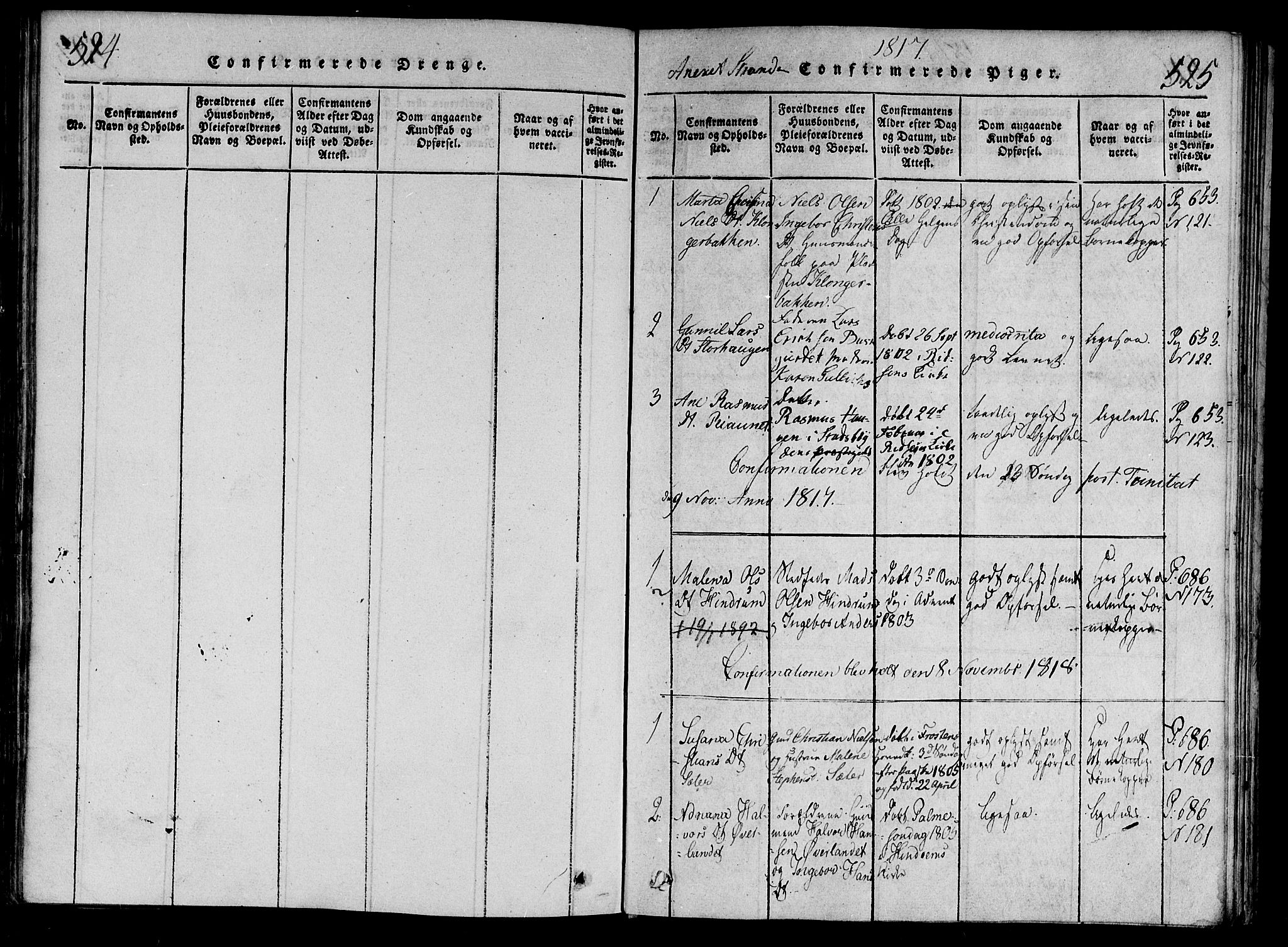 Ministerialprotokoller, klokkerbøker og fødselsregistre - Nord-Trøndelag, AV/SAT-A-1458/701/L0005: Parish register (official) no. 701A05 /2, 1816-1825, p. 524-525