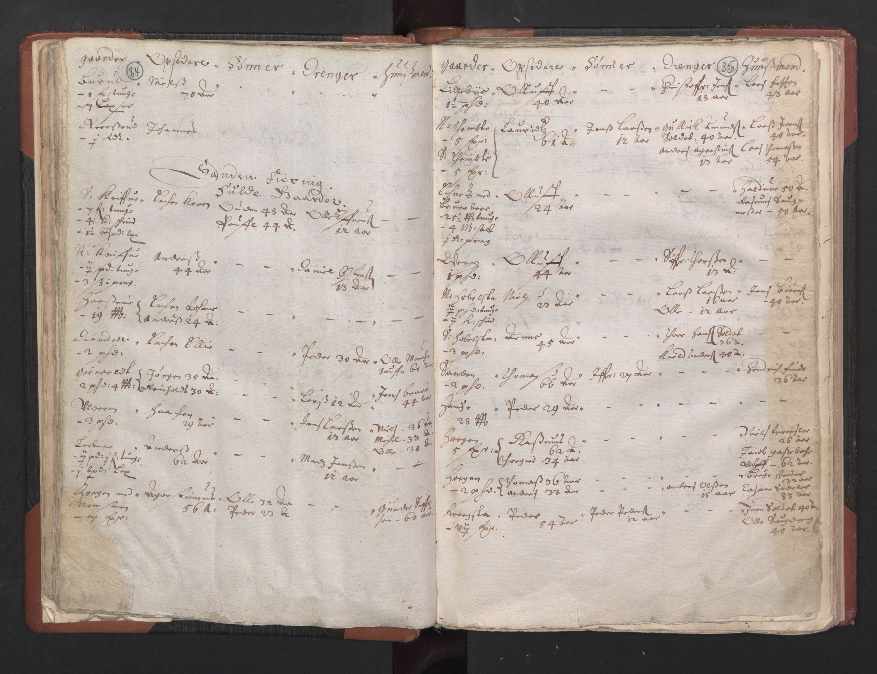 RA, Bailiff's Census 1664-1666, no. 5: Modern Buskerud county and modern Vestfold county, 1664, p. 84-85