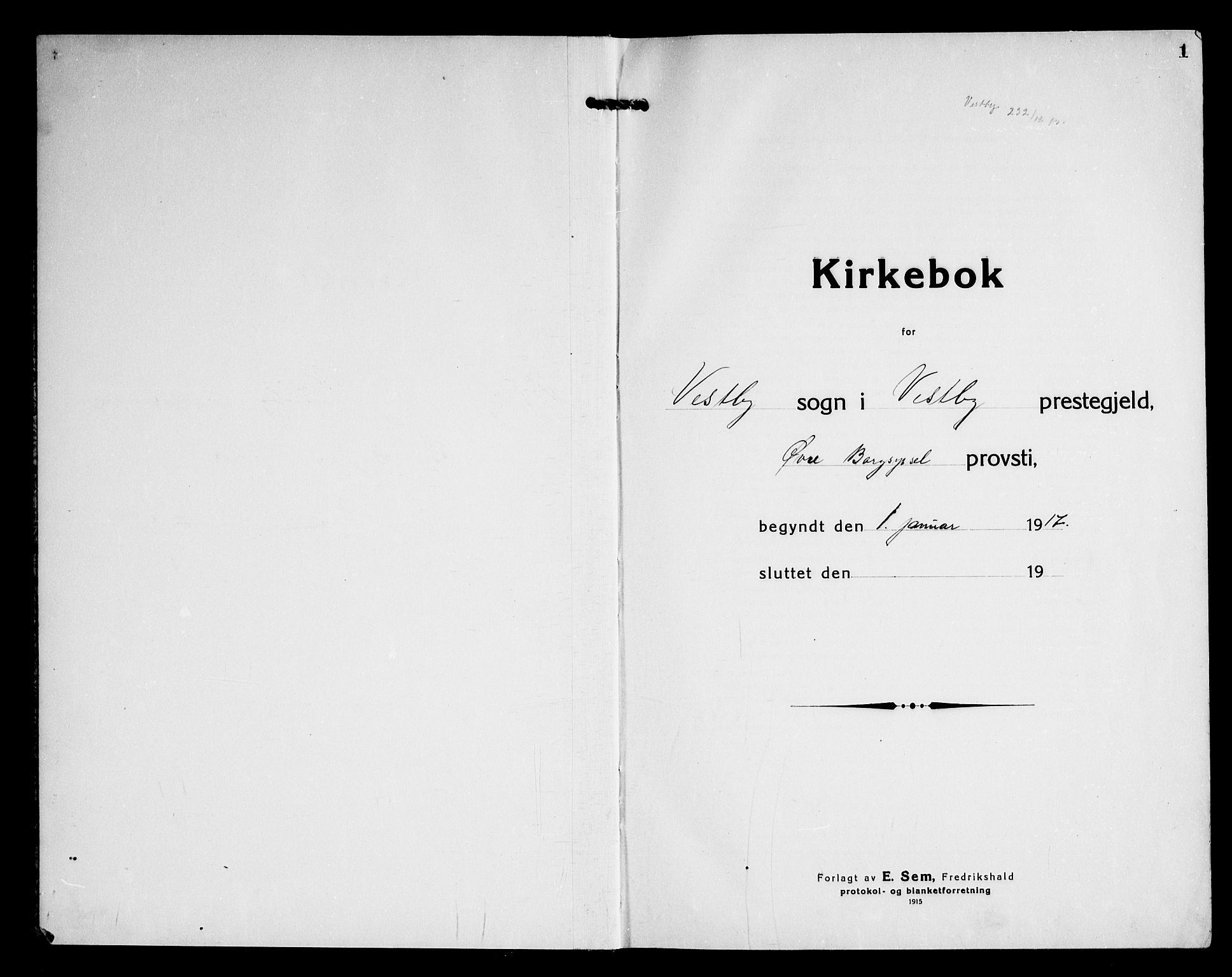 Vestby prestekontor Kirkebøker, AV/SAO-A-10893/G/Ga/L0003: Parish register (copy) no. I 3, 1917-1947, p. 1