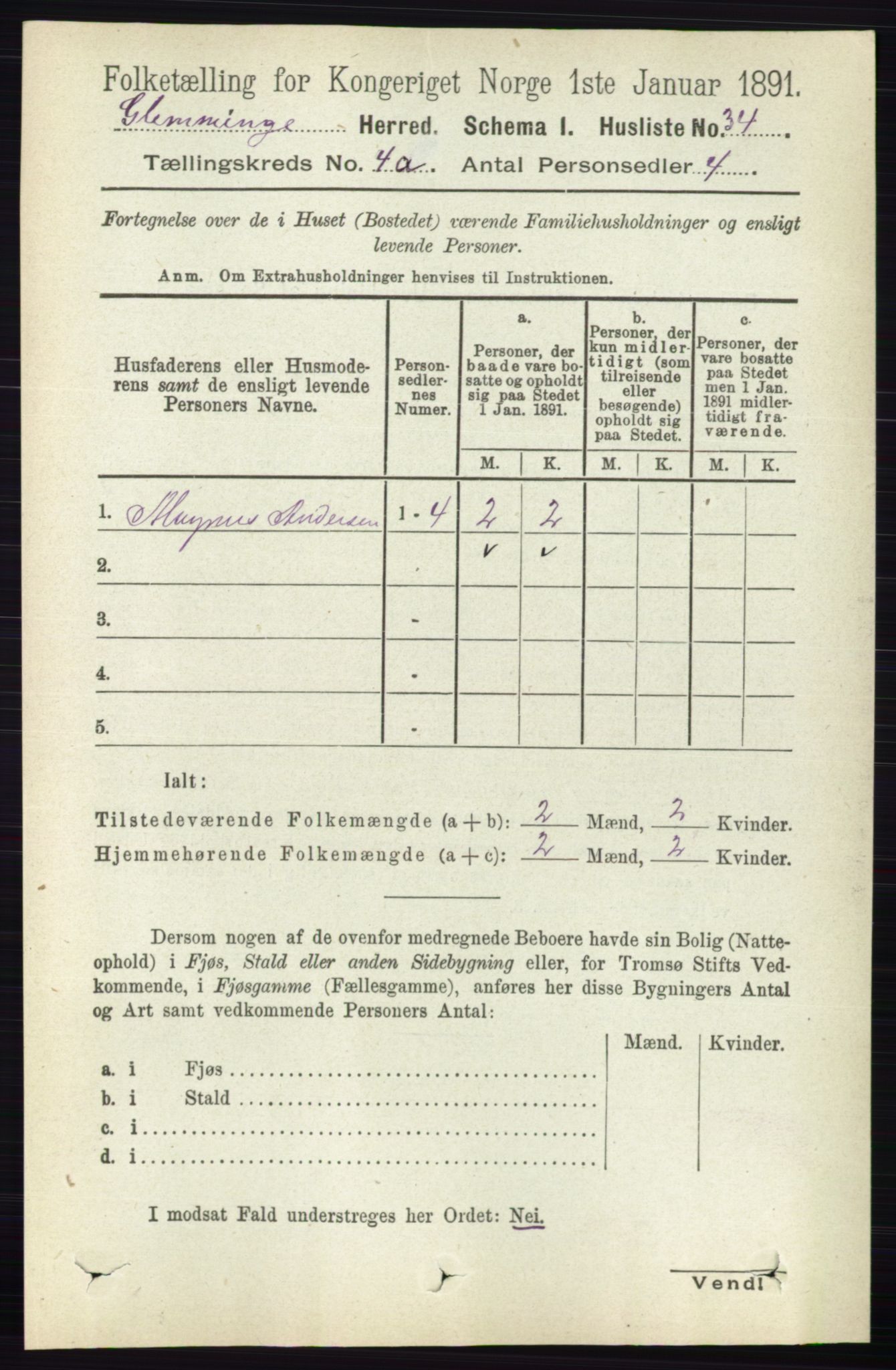 RA, 1891 census for 0132 Glemmen, 1891, p. 3373