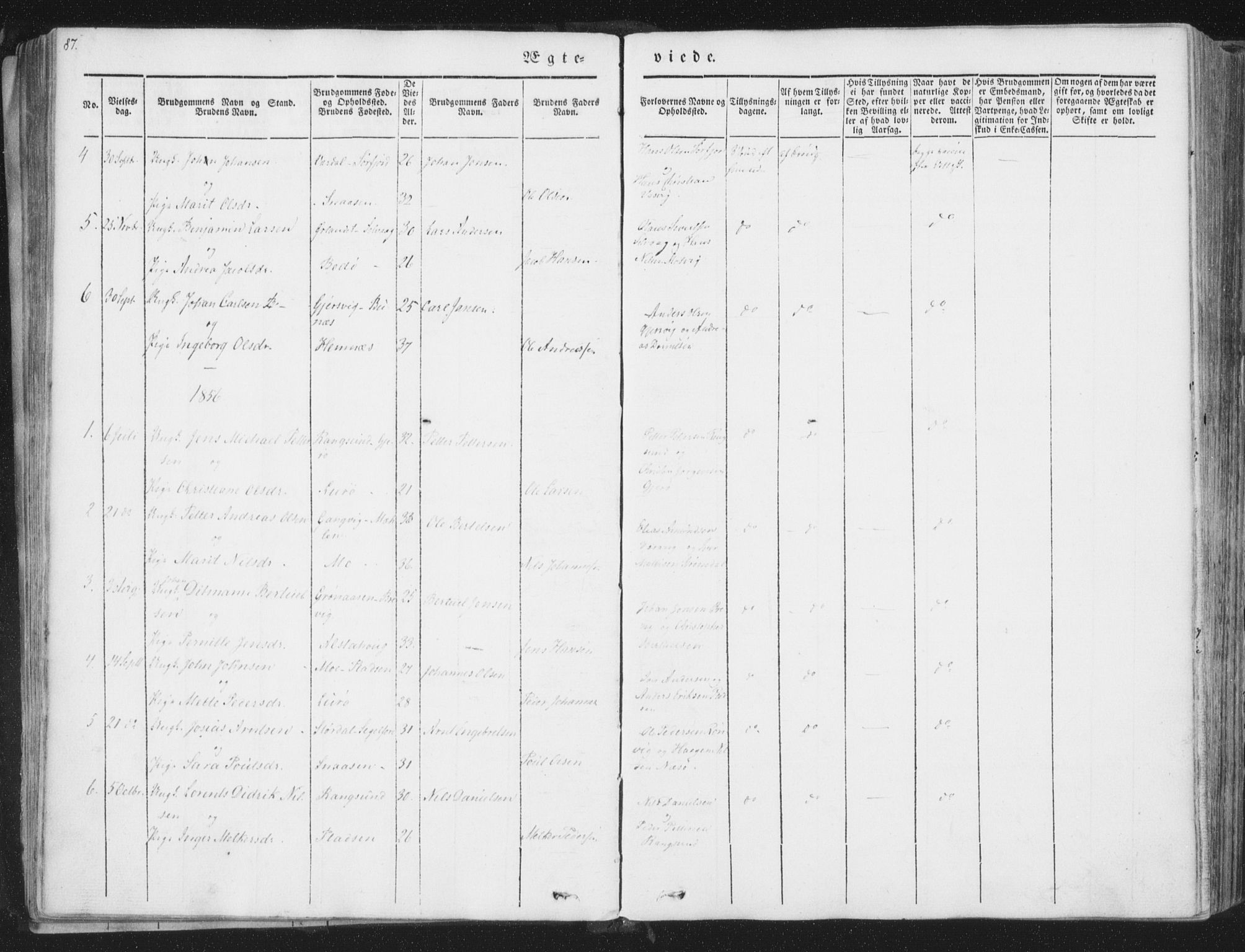 Ministerialprotokoller, klokkerbøker og fødselsregistre - Nordland, SAT/A-1459/841/L0604: Parish register (official) no. 841A09 /1, 1845-1862, p. 87