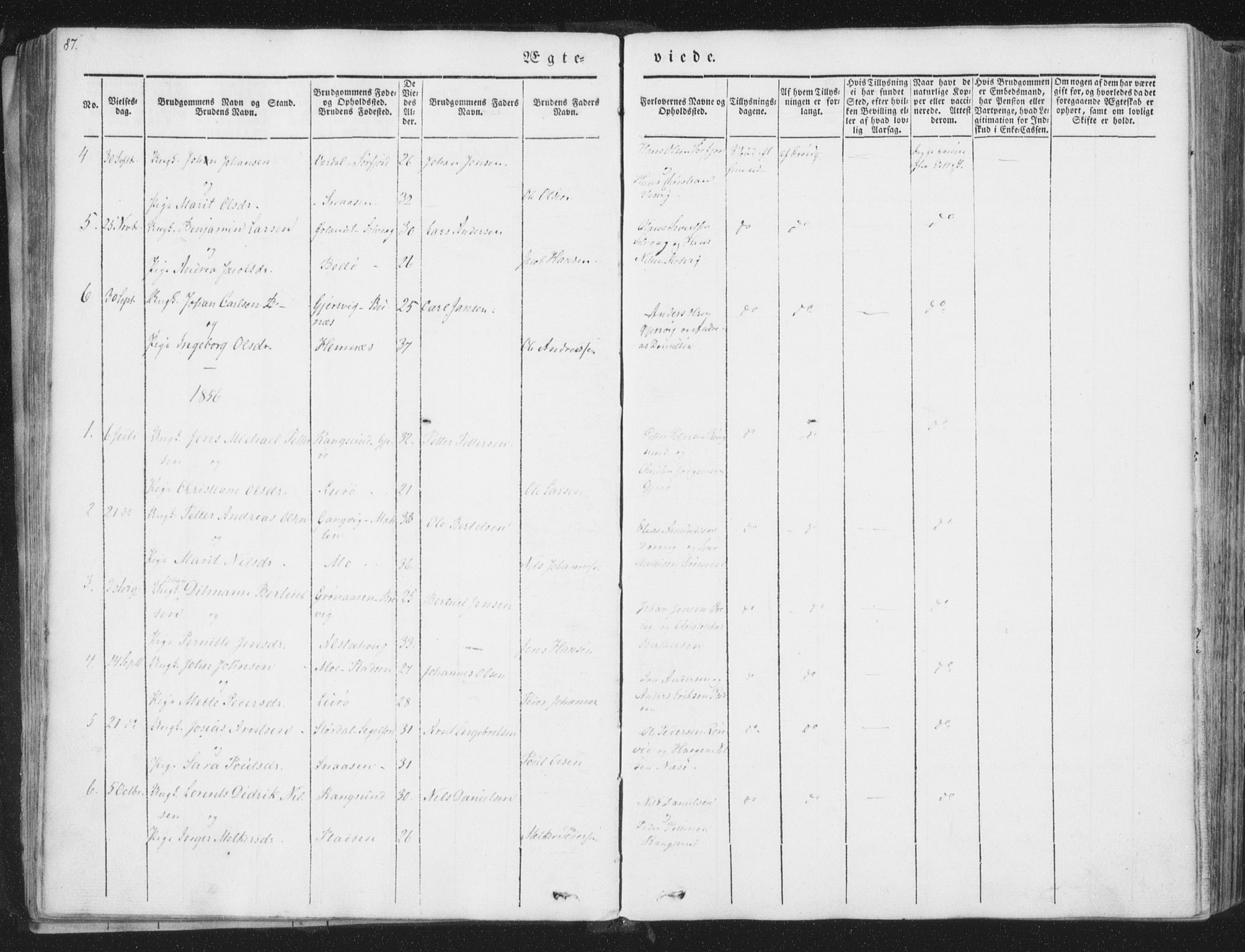 Ministerialprotokoller, klokkerbøker og fødselsregistre - Nordland, AV/SAT-A-1459/841/L0604: Parish register (official) no. 841A09 /1, 1845-1862, p. 87