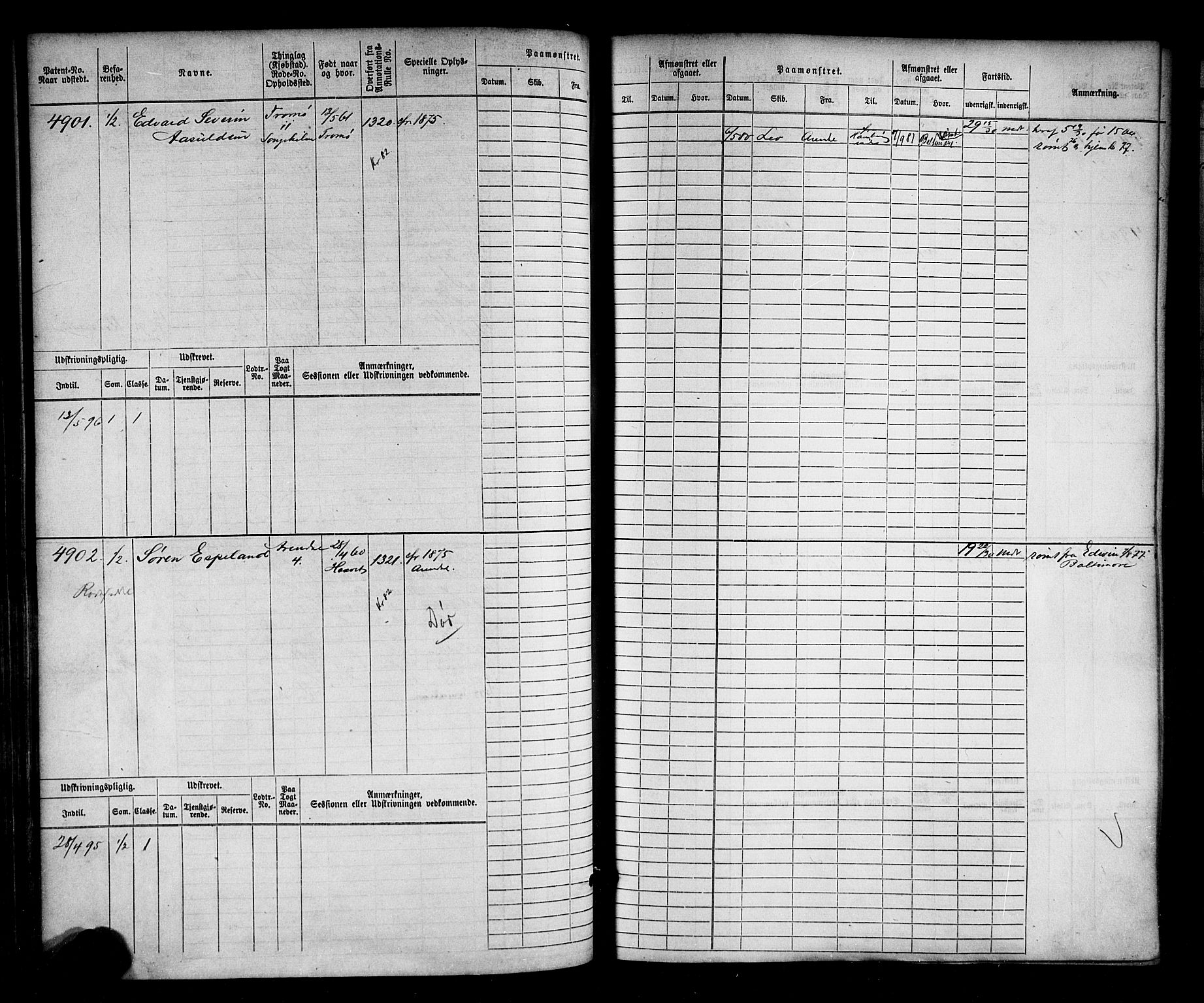 Arendal mønstringskrets, AV/SAK-2031-0012/F/Fb/L0016: Hovedrulle nr 4569-5322, S-14, 1879-1900, p. 175