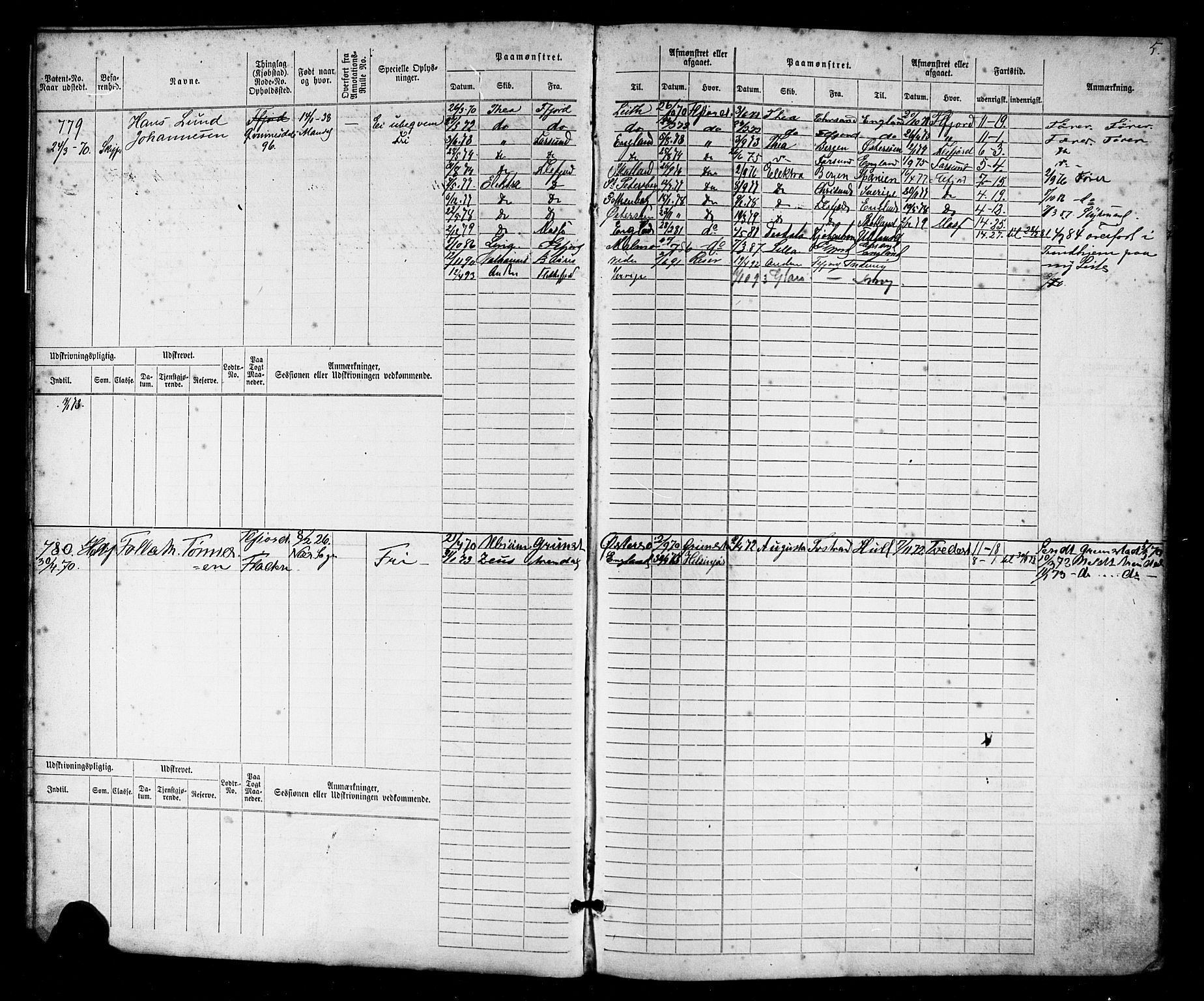 Flekkefjord mønstringskrets, AV/SAK-2031-0018/F/Fb/L0009: Hovedrulle nr 771-1533, Æ-6, 1868-1900, p. 6