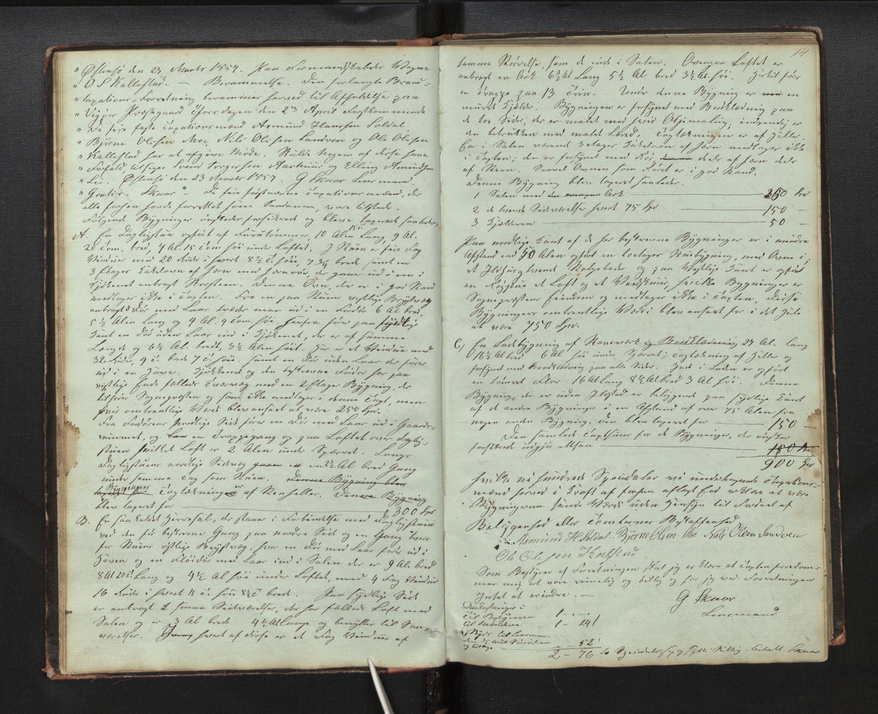 Lensmannen i Kvam, AV/SAB-A-33201/0012/L0001: Branntakstprotokoll, 1851-1881, p. 13b-14a