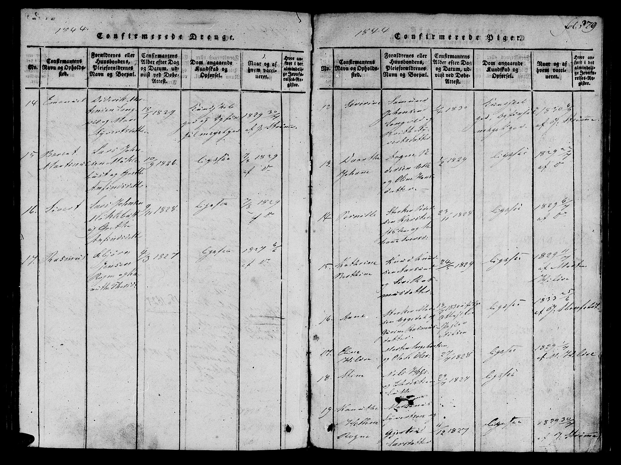 Ministerialprotokoller, klokkerbøker og fødselsregistre - Møre og Romsdal, SAT/A-1454/536/L0495: Parish register (official) no. 536A04, 1818-1847, p. 279