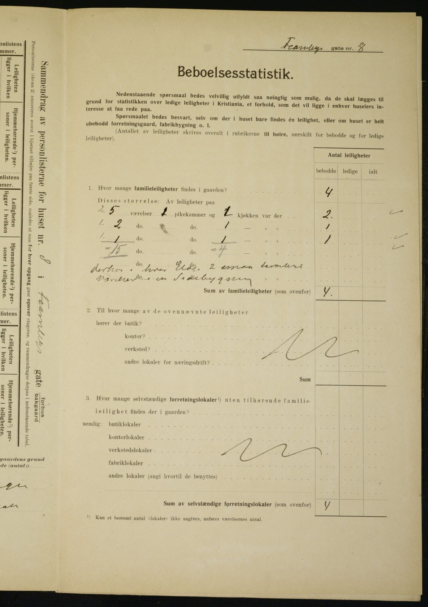 OBA, Municipal Census 1910 for Kristiania, 1910, p. 22524