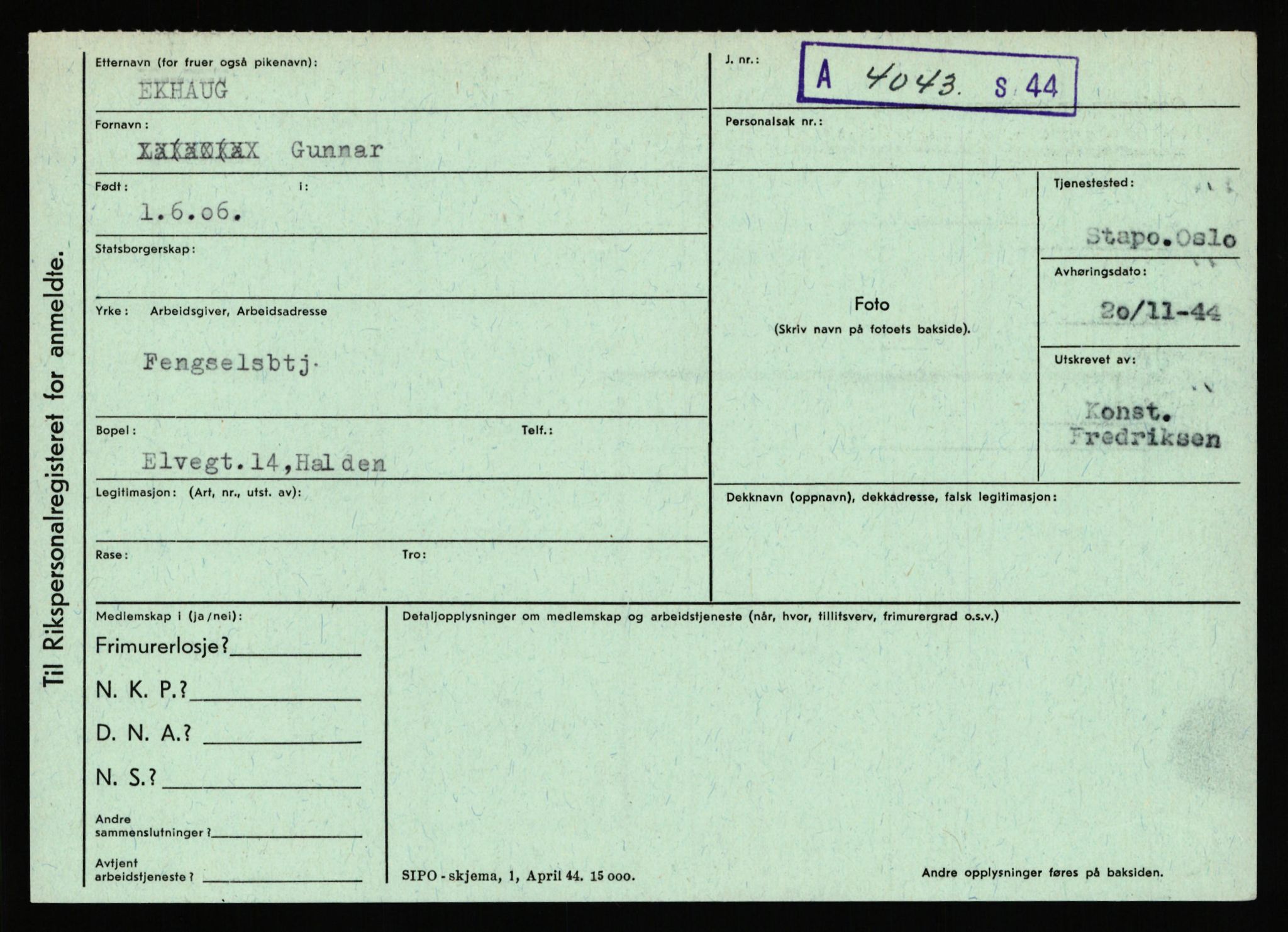 Statspolitiet - Hovedkontoret / Osloavdelingen, AV/RA-S-1329/C/Ca/L0004: Eid - funn av gjenstander	, 1943-1945, p. 439