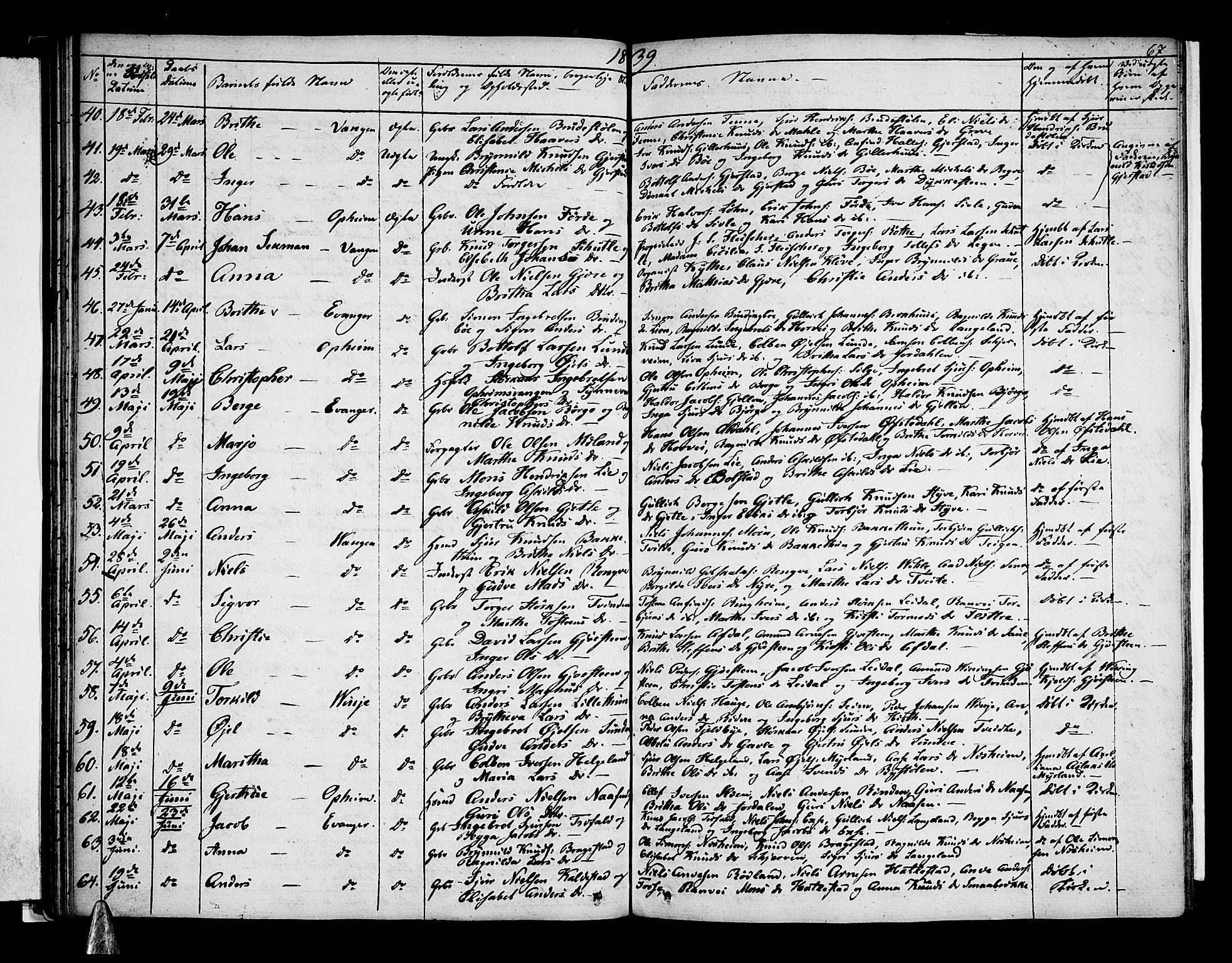 Voss sokneprestembete, AV/SAB-A-79001: Curate's parish register no. A 1, 1821-1841, p. 67