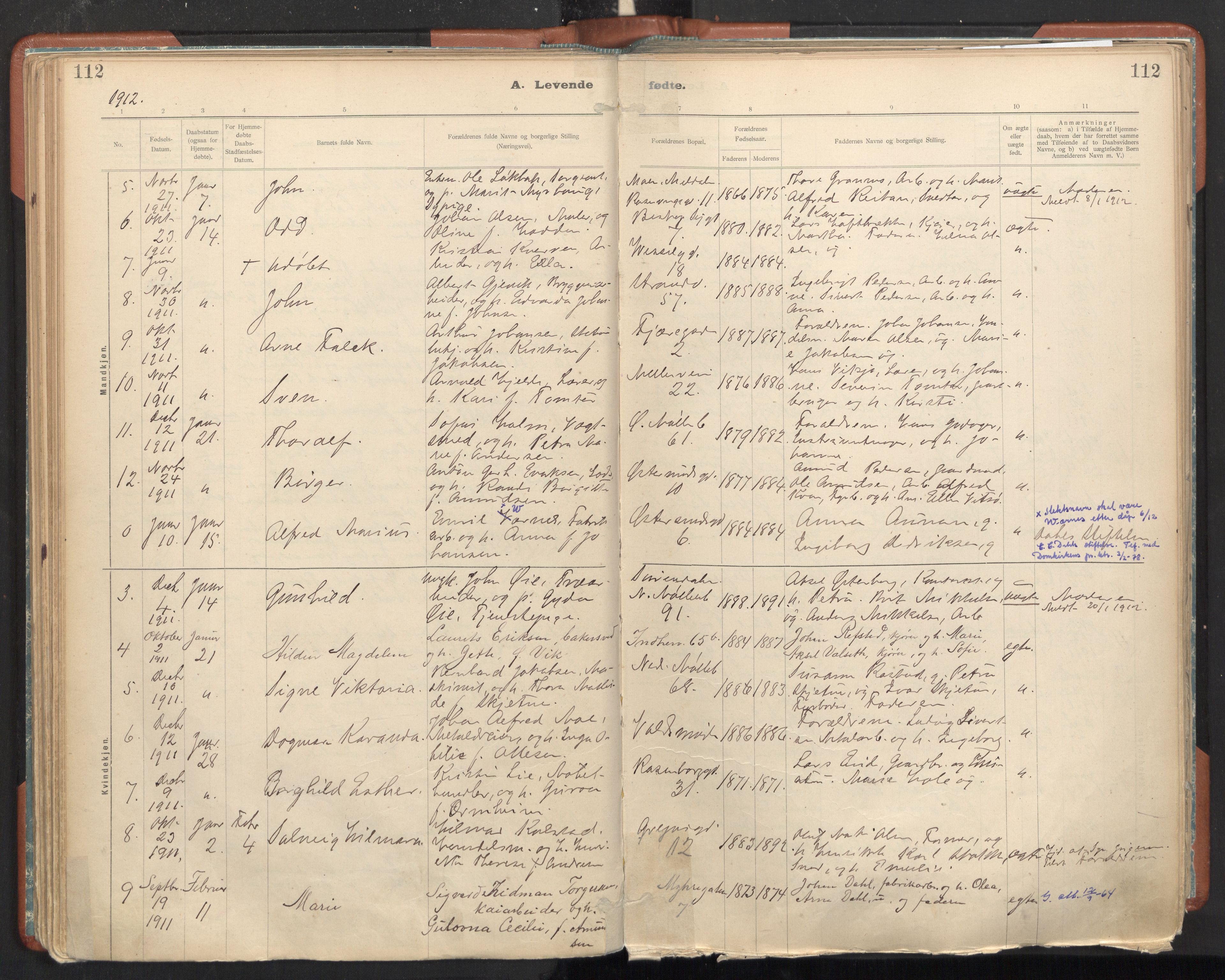 Ministerialprotokoller, klokkerbøker og fødselsregistre - Sør-Trøndelag, SAT/A-1456/605/L0243: Parish register (official) no. 605A05, 1908-1923, p. 112