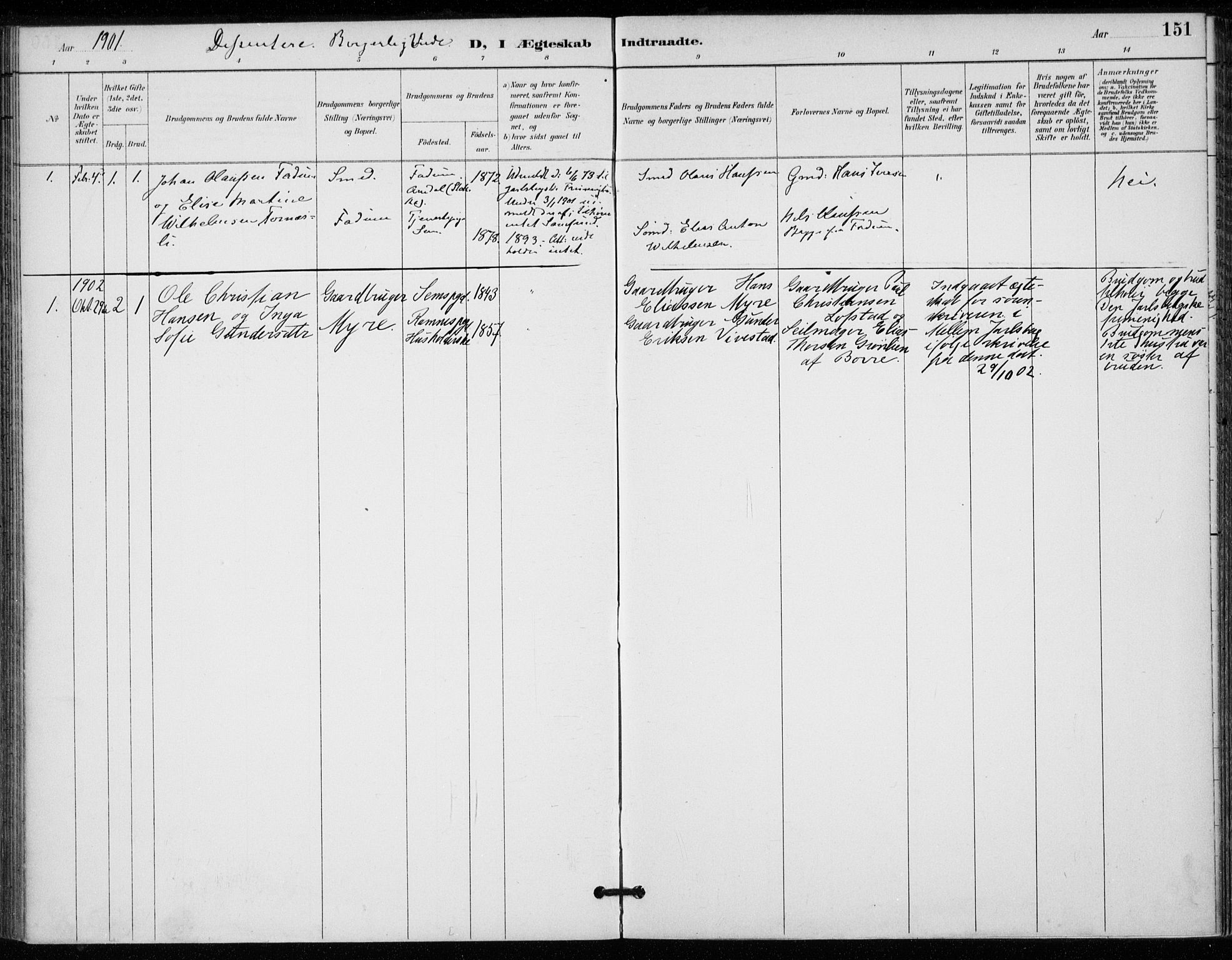 Sem kirkebøker, SAKO/A-5/F/Fa/L0011: Parish register (official) no. I 11, 1888-1904, p. 151