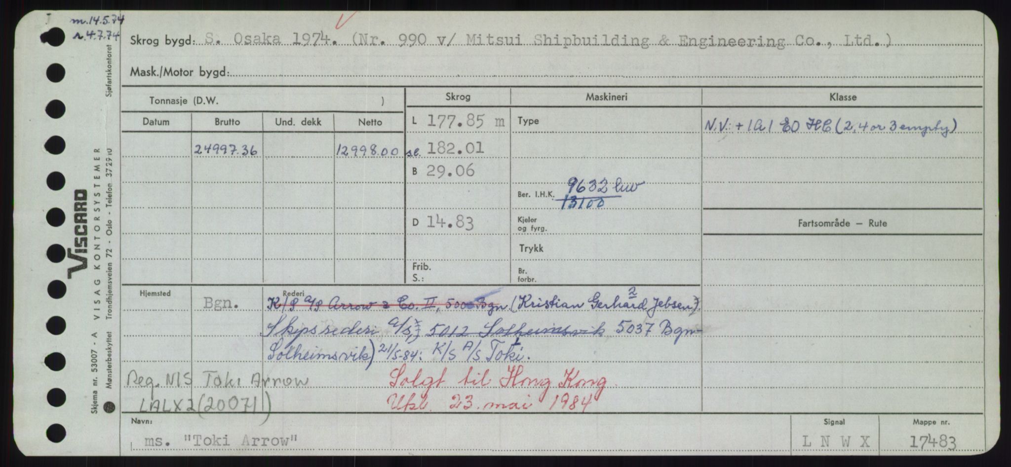 Sjøfartsdirektoratet med forløpere, Skipsmålingen, RA/S-1627/H/Hd/L0039: Fartøy, Ti-Tø, p. 129