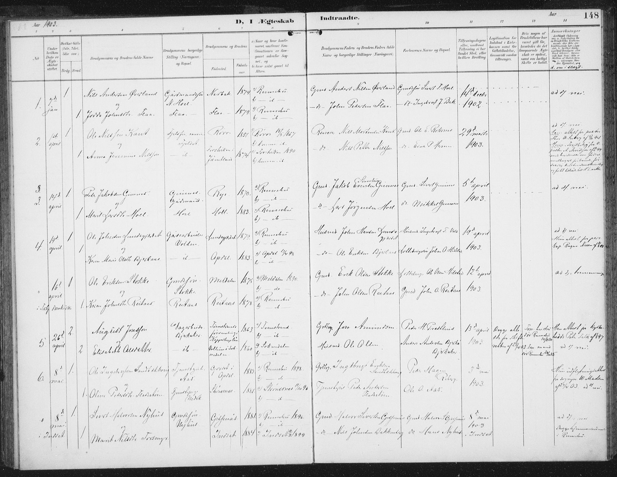 Ministerialprotokoller, klokkerbøker og fødselsregistre - Sør-Trøndelag, SAT/A-1456/674/L0872: Parish register (official) no. 674A04, 1897-1907, p. 148