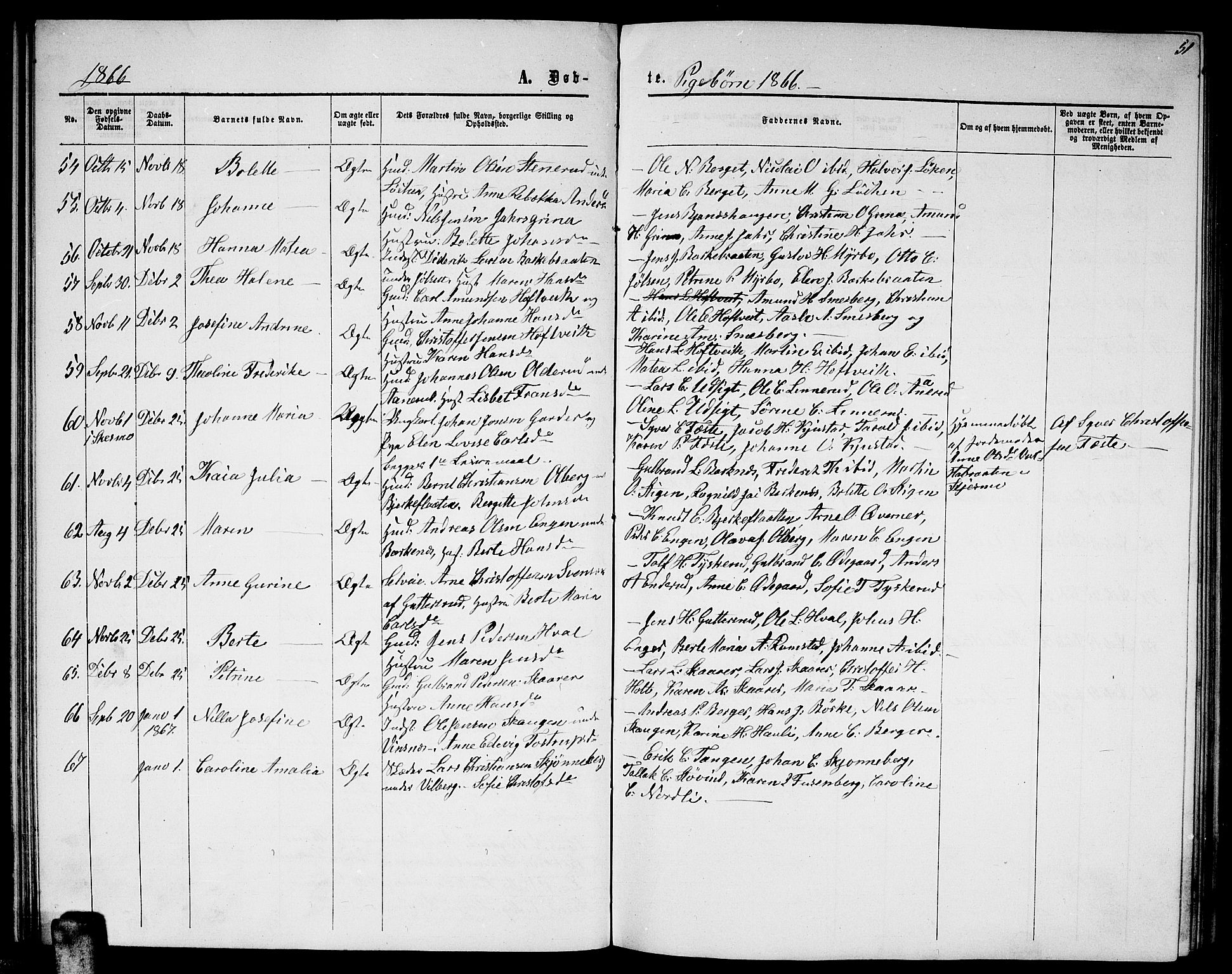 Fet prestekontor Kirkebøker, AV/SAO-A-10370a/G/Ga/L0003: Parish register (copy) no. I 3, 1860-1867, p. 51