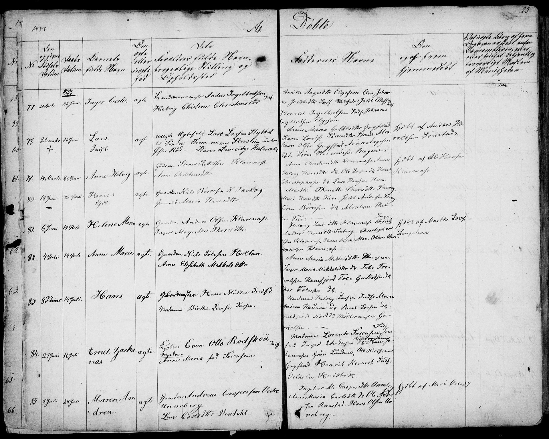 Sandar kirkebøker, SAKO/A-243/F/Fa/L0005: Parish register (official) no. 5, 1832-1847, p. 24-25