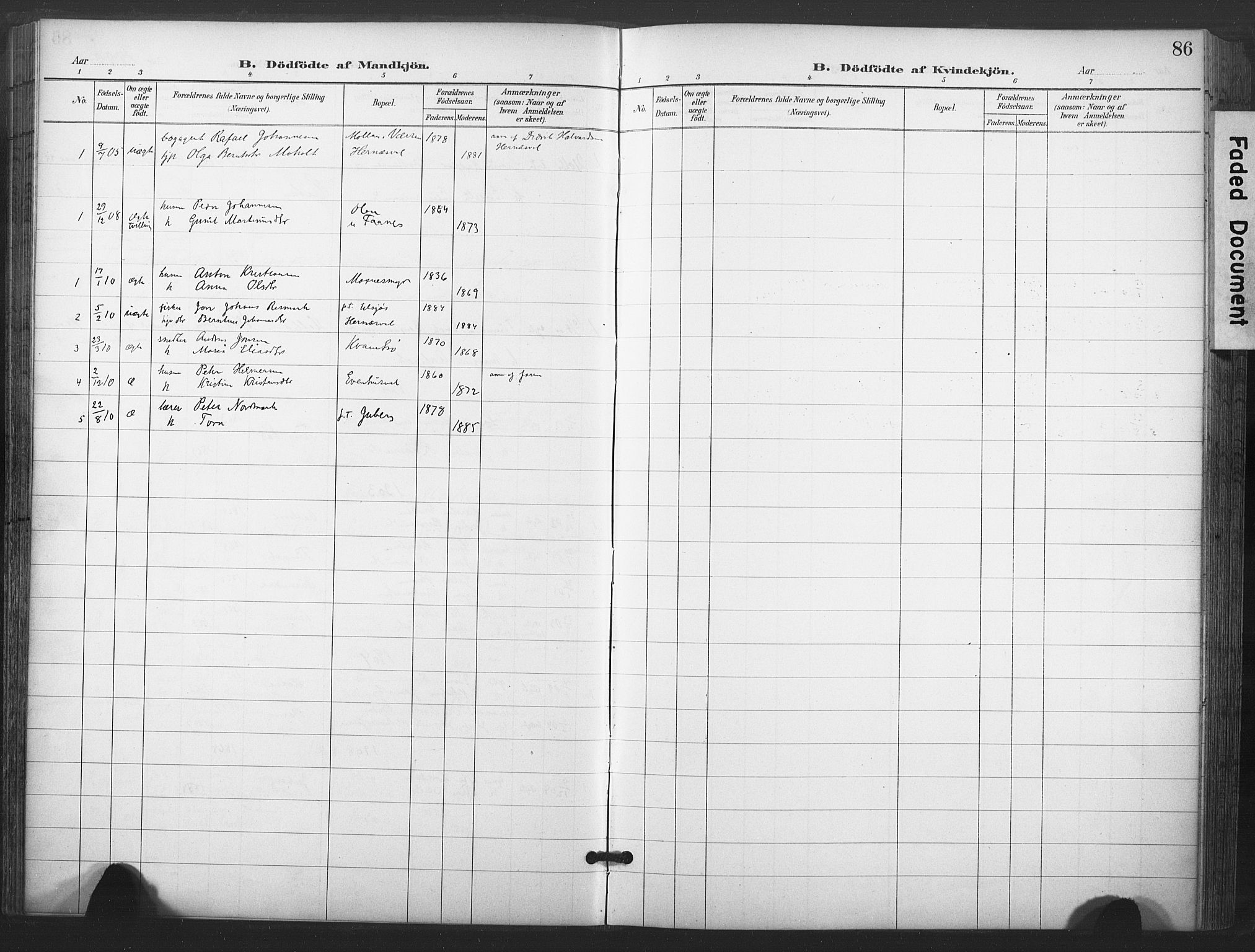 Ministerialprotokoller, klokkerbøker og fødselsregistre - Nord-Trøndelag, SAT/A-1458/713/L0122: Parish register (official) no. 713A11, 1899-1910, p. 86