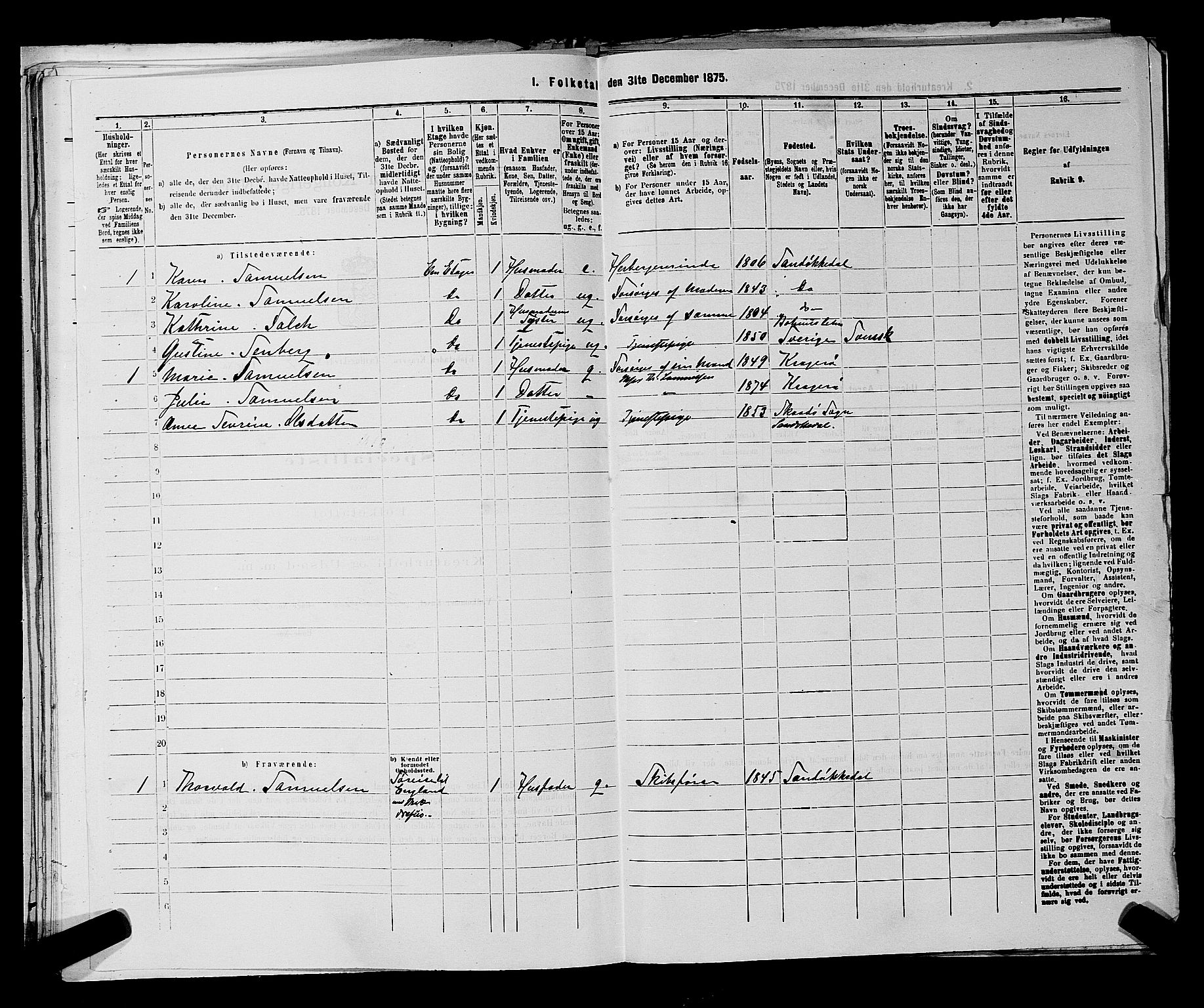 SAKO, 1875 census for 0801P Kragerø, 1875, p. 378