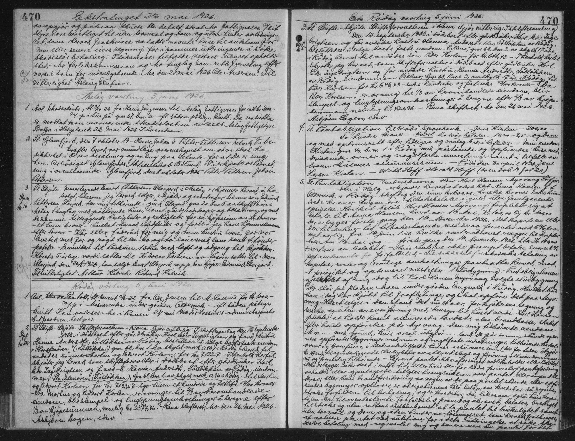 Rana sorenskriveri , AV/SAT-A-1108/1/2/2C/L0018: Mortgage book no. 18, 1923-1928, p. 470, Deed date: 05.06.1926