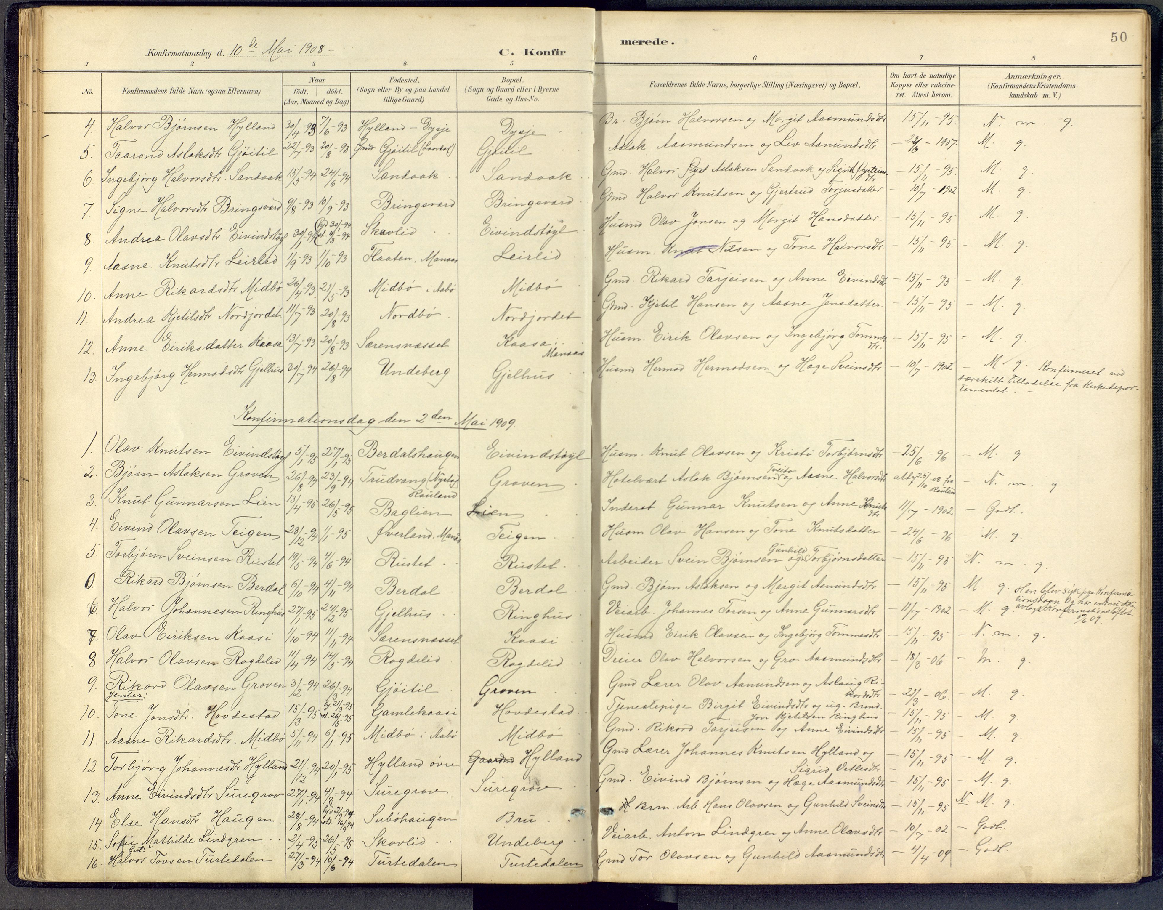 Vinje kirkebøker, SAKO/A-312/F/Fb/L0002: Parish register (official) no. II 2, 1887-1925, p. 50
