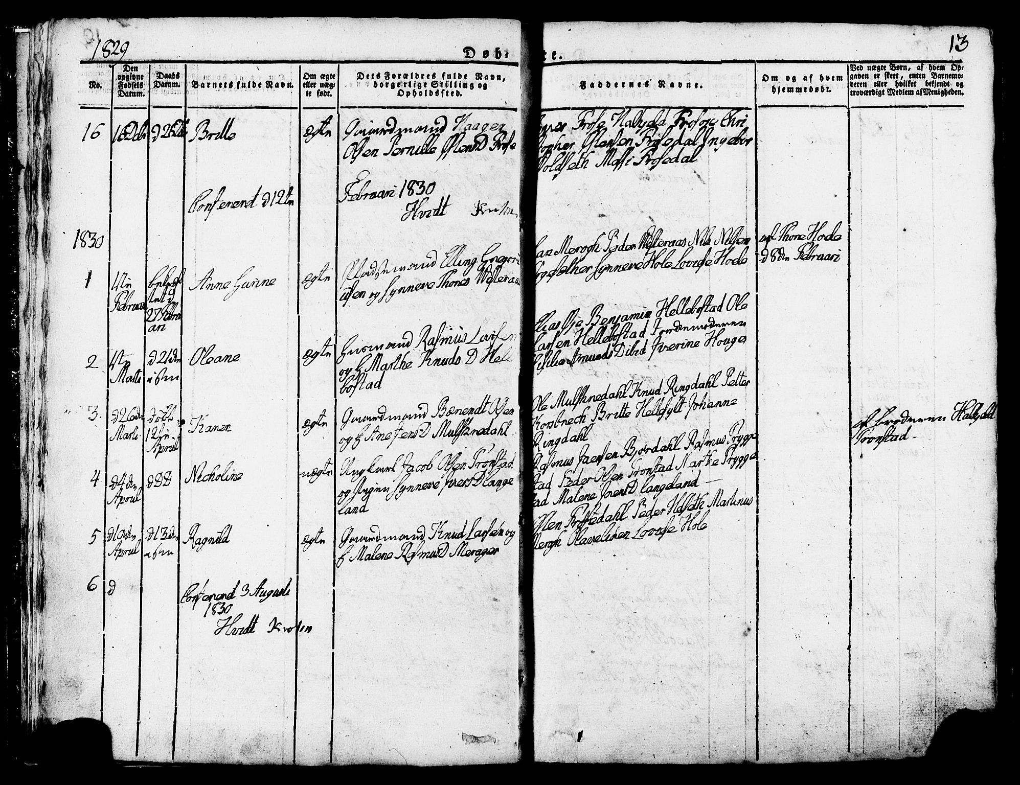 Ministerialprotokoller, klokkerbøker og fødselsregistre - Møre og Romsdal, SAT/A-1454/517/L0221: Parish register (official) no. 517A01, 1827-1858, p. 13