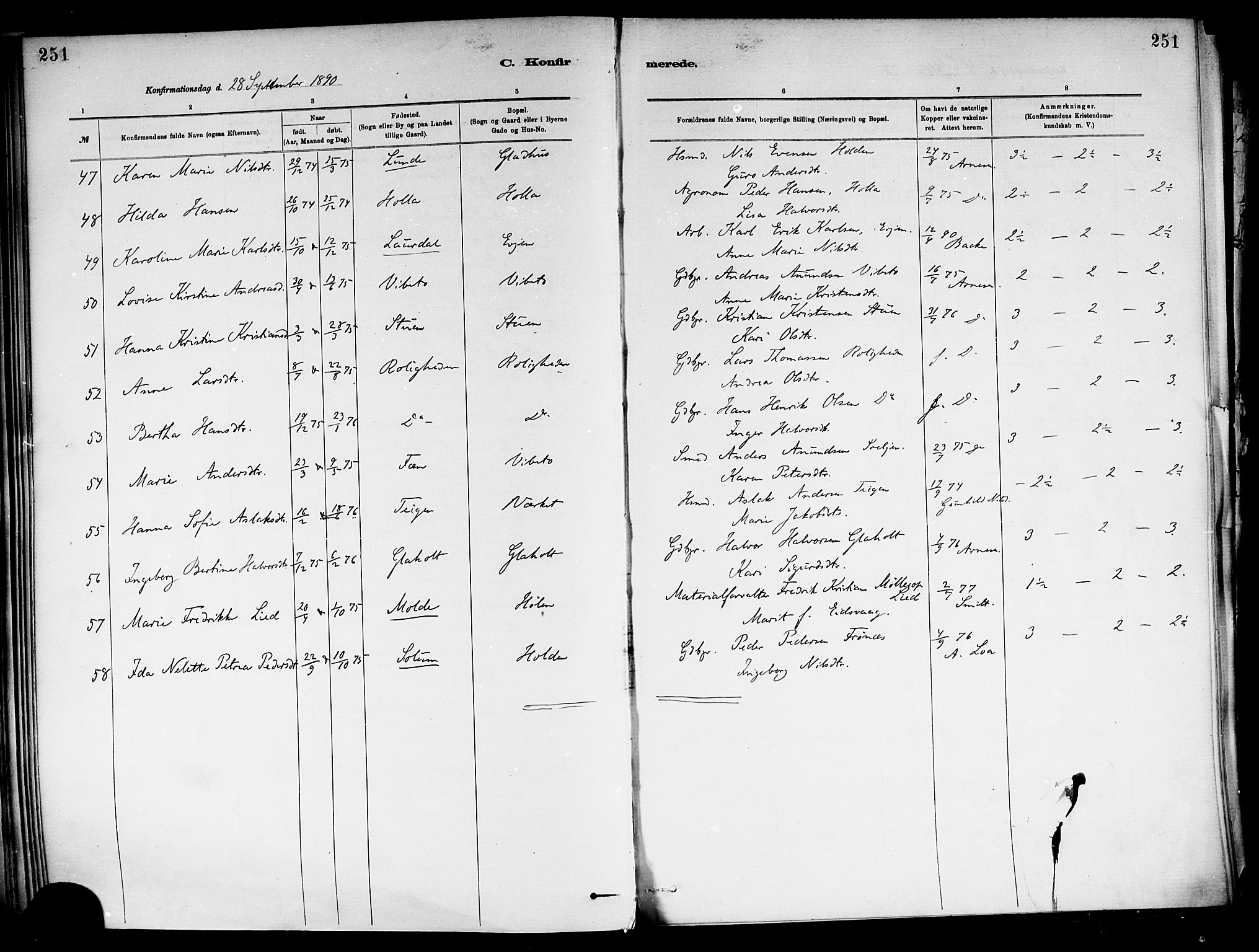 Holla kirkebøker, AV/SAKO-A-272/F/Fa/L0008: Parish register (official) no. 8, 1882-1897, p. 251