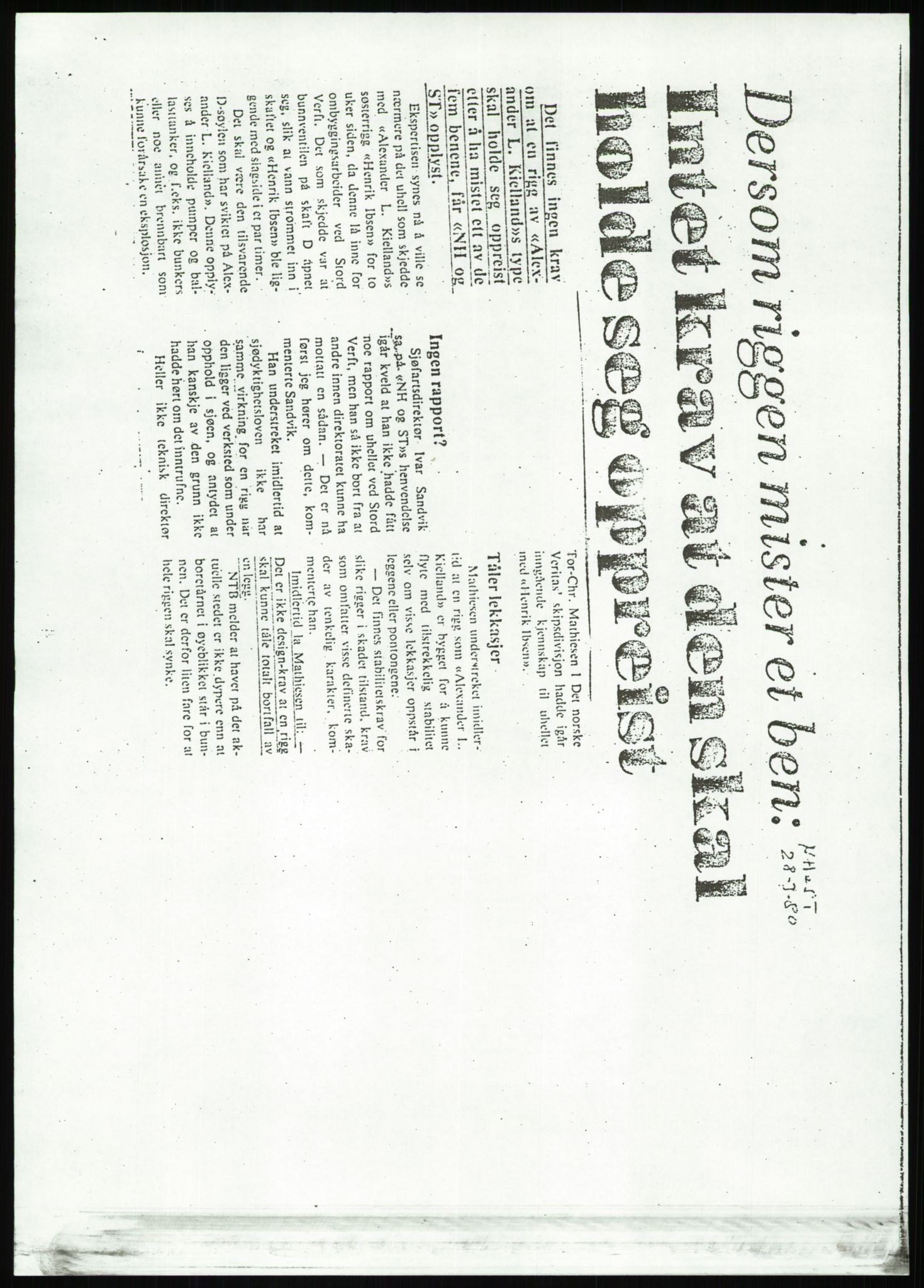Justisdepartementet, Granskningskommisjonen ved Alexander Kielland-ulykken 27.3.1980, RA/S-1165/D/L0022: Y Forskningsprosjekter (Y8-Y9)/Z Diverse (Doku.liste + Z1-Z15 av 15), 1980-1981, p. 374