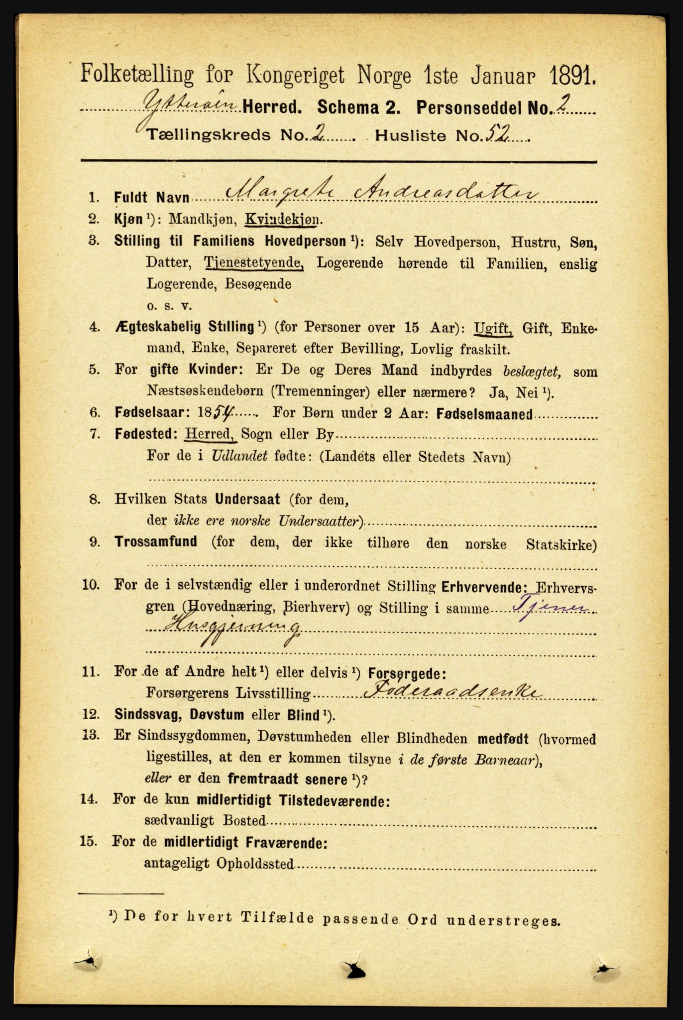 RA, 1891 census for 1722 Ytterøy, 1891, p. 1077