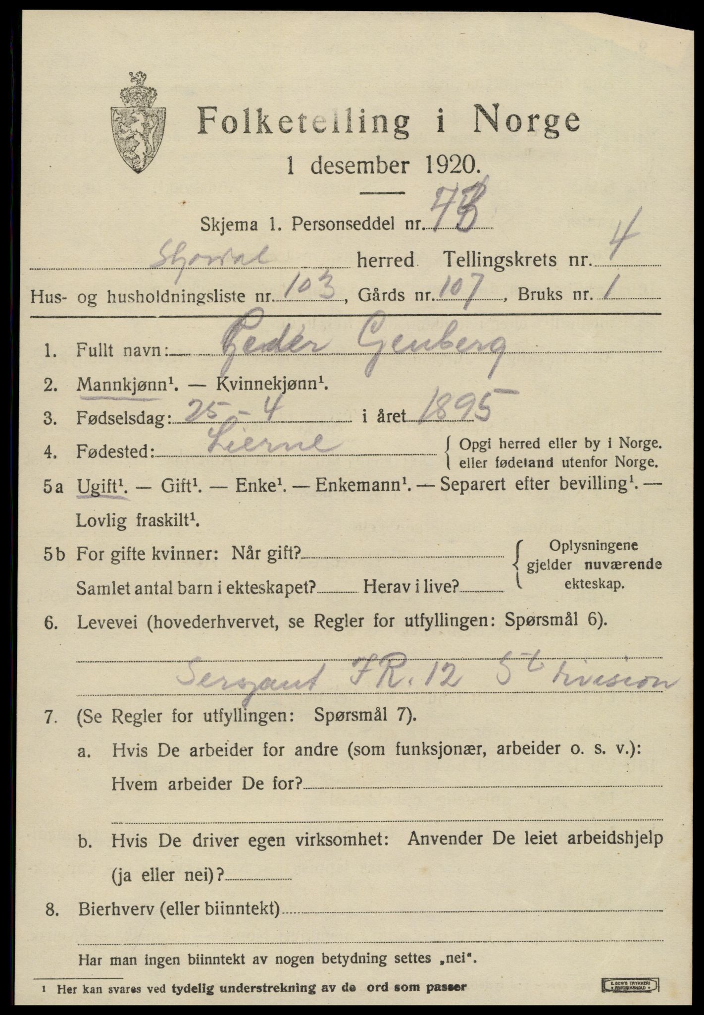 SAT, 1920 census for Stjørdal, 1920, p. 5988