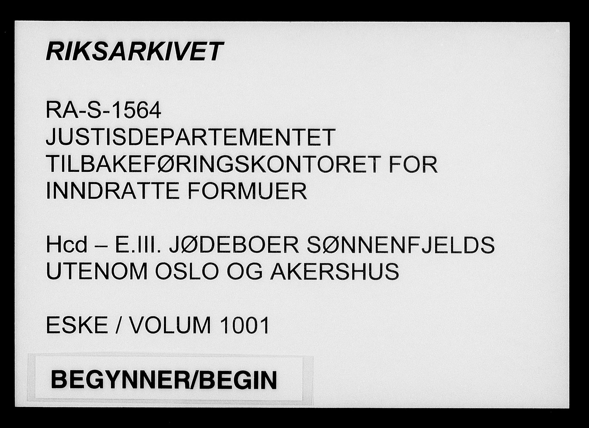 Justisdepartementet, Tilbakeføringskontoret for inndratte formuer, AV/RA-S-1564/H/Hc/Hcd/L1001: --, 1945-1947, p. 1