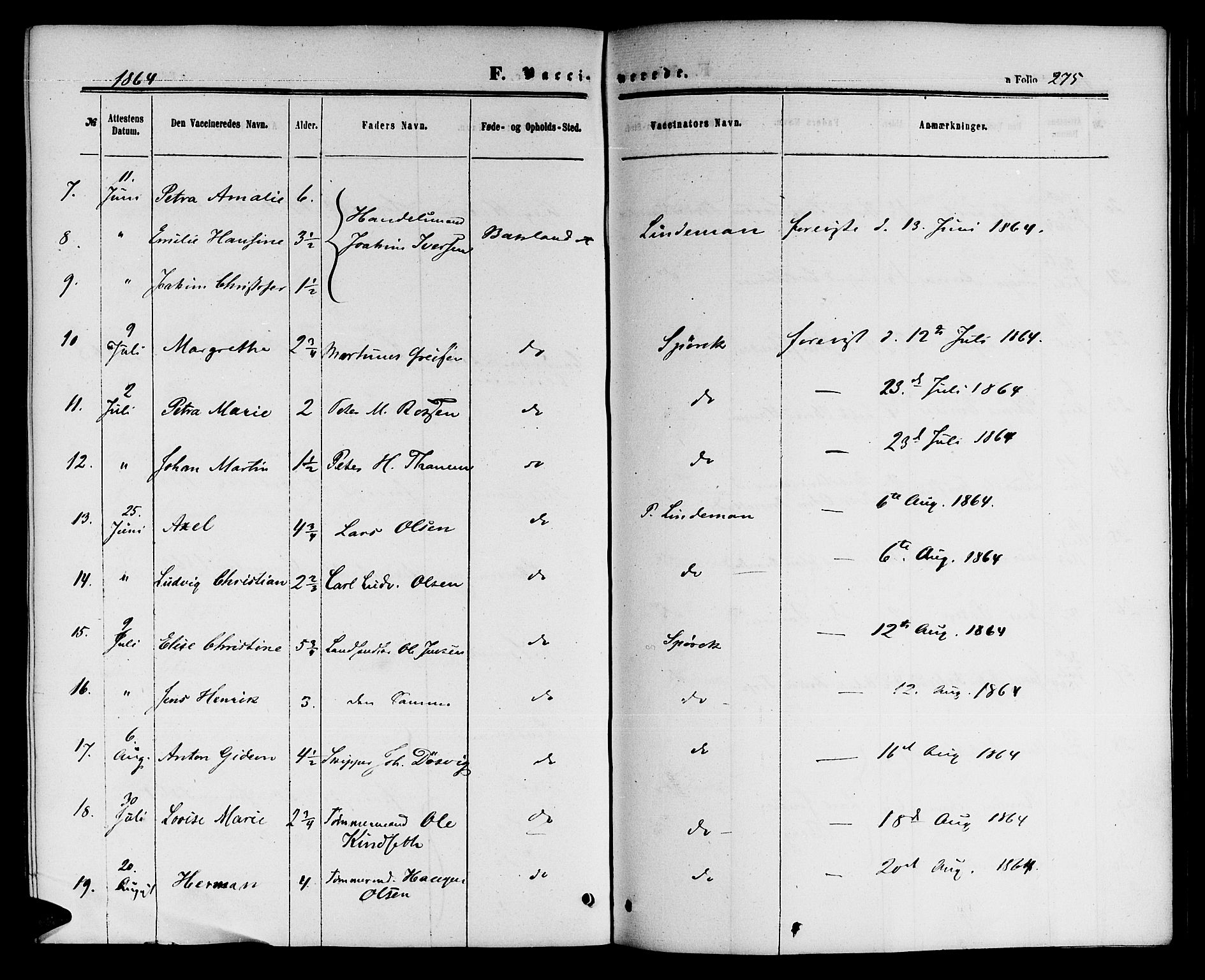 Ministerialprotokoller, klokkerbøker og fødselsregistre - Sør-Trøndelag, SAT/A-1456/604/L0185: Parish register (official) no. 604A06, 1861-1865, p. 275