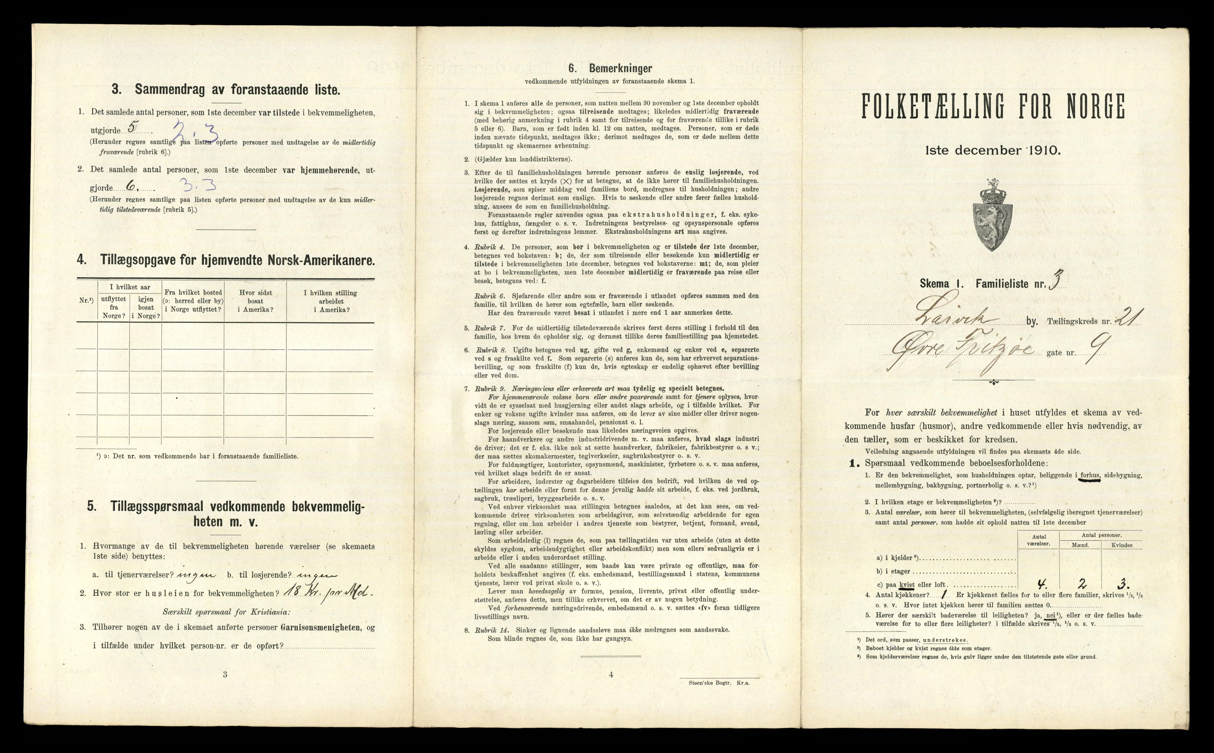 RA, 1910 census for Larvik, 1910, p. 6673