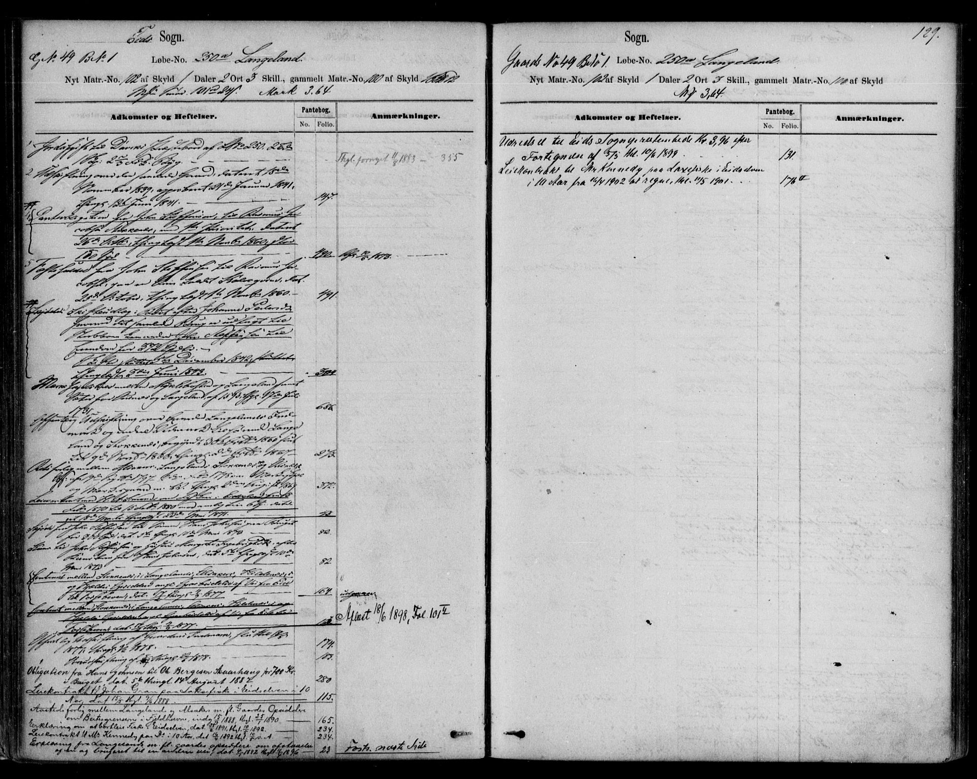 Nordfjord sorenskriveri, SAB/A-2801/02/02a/02ae/L0001: Mortgage register no. II.A.e.1, 1861-1908, p. 129