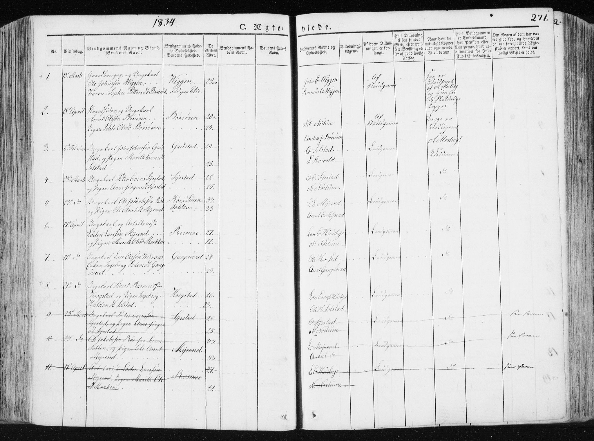 Ministerialprotokoller, klokkerbøker og fødselsregistre - Sør-Trøndelag, AV/SAT-A-1456/665/L0771: Parish register (official) no. 665A06, 1830-1856, p. 271