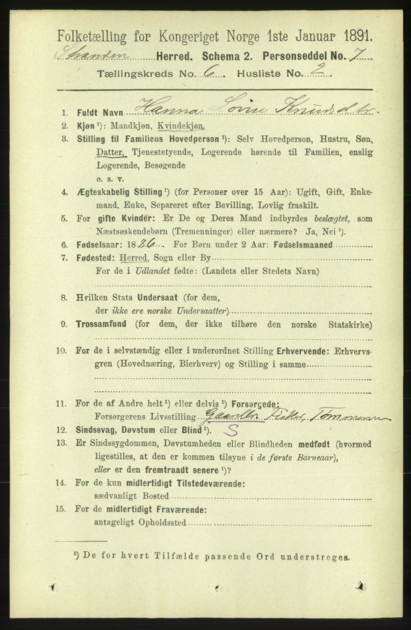 RA, 1891 census for 1525 Stranda, 1891, p. 1226