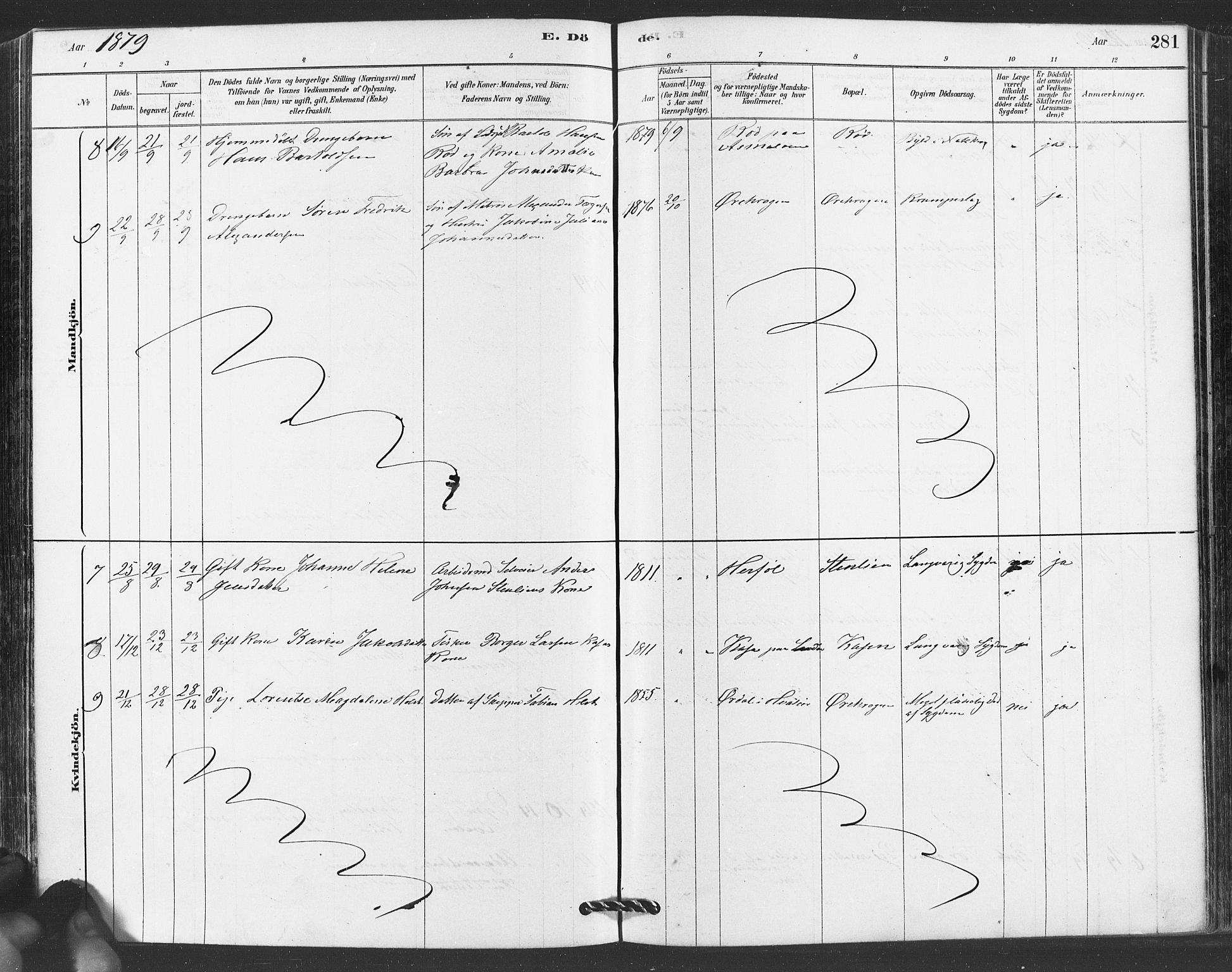 Hvaler prestekontor Kirkebøker, AV/SAO-A-2001/F/Fa/L0008: Parish register (official) no. I 8, 1878-1895, p. 281