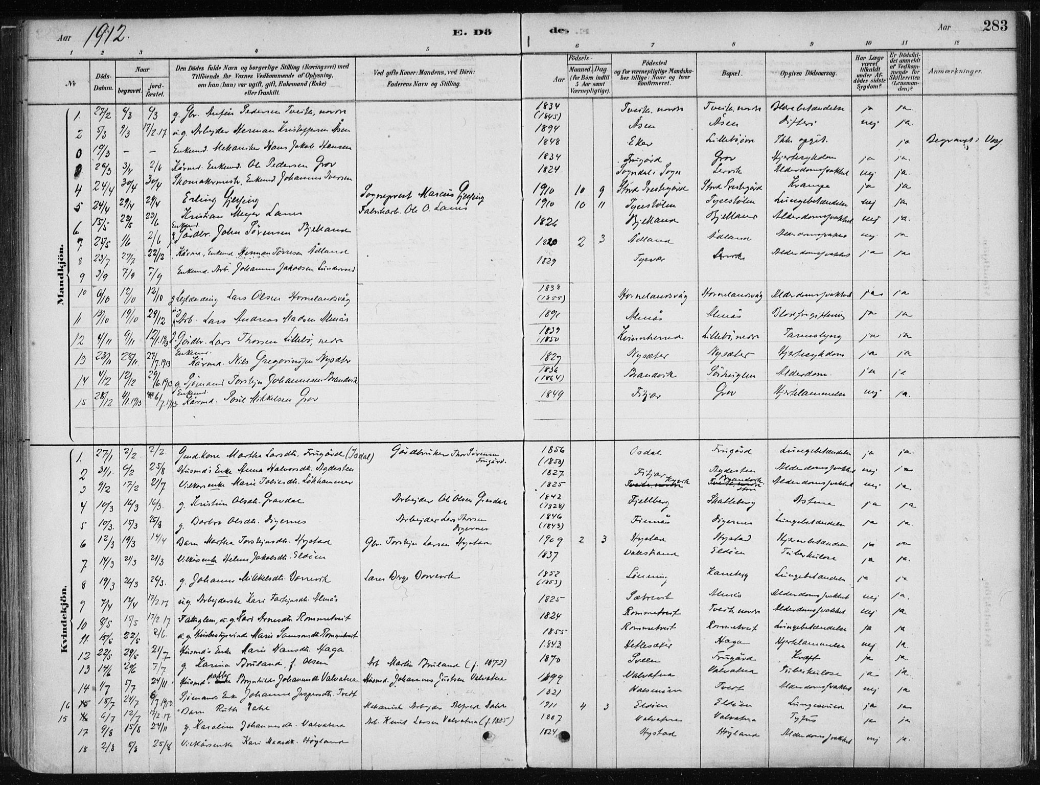 Stord sokneprestembete, SAB/A-78201/H/Haa: Parish register (official) no. B 2, 1878-1913, p. 283