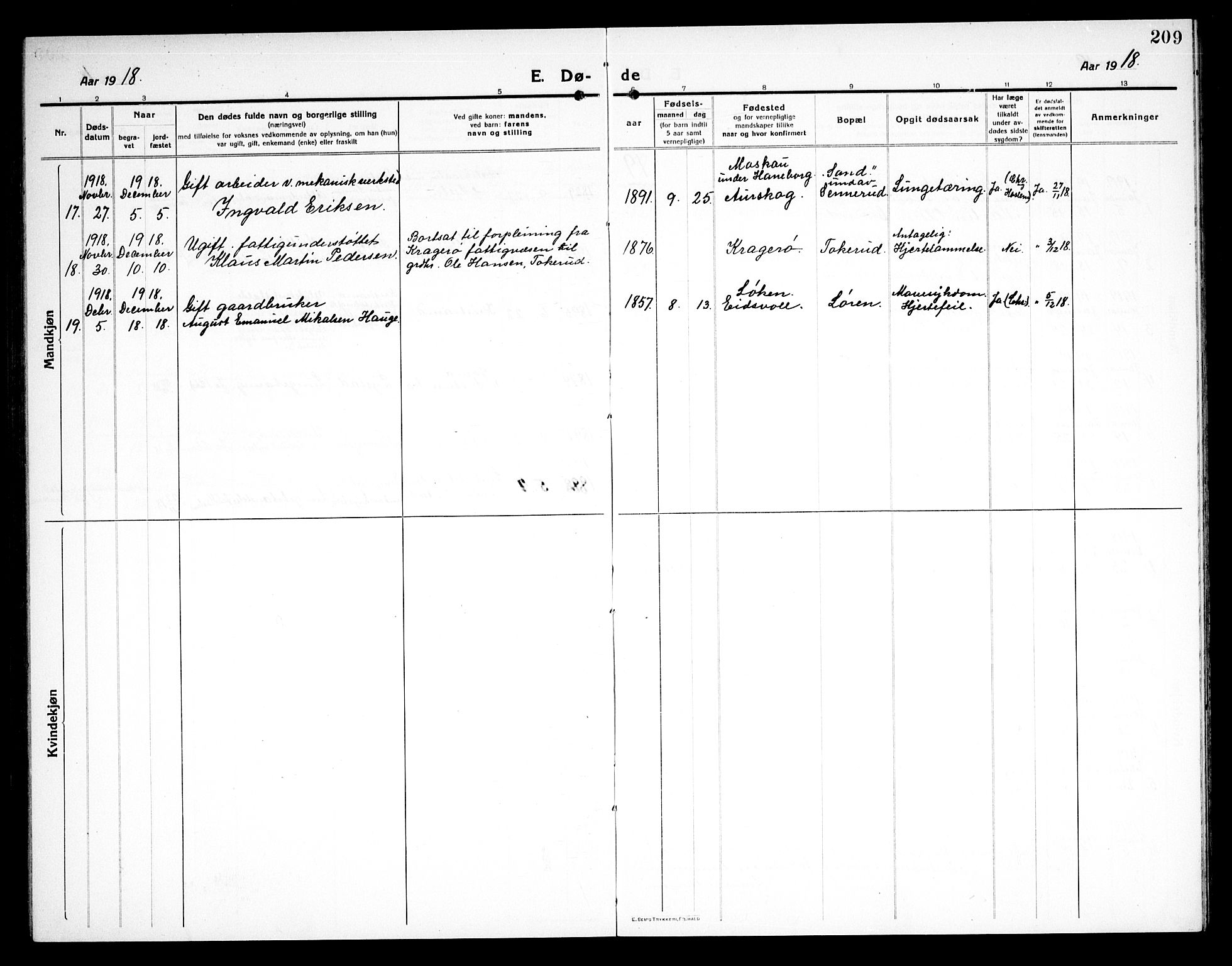 Sørum prestekontor Kirkebøker, AV/SAO-A-10303/G/Ga/L0008: Parish register (copy) no. I 8, 1917-1934, p. 209