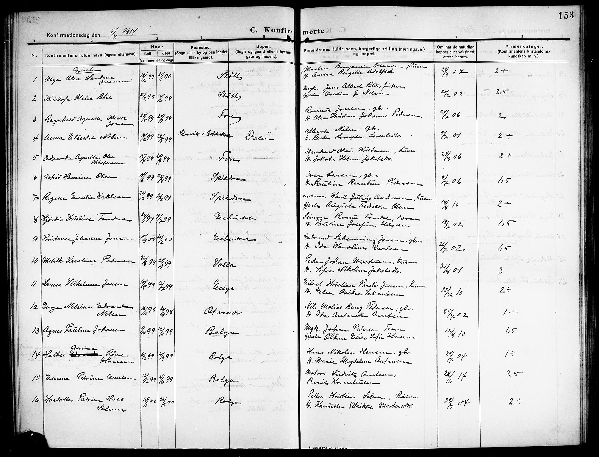 Ministerialprotokoller, klokkerbøker og fødselsregistre - Nordland, SAT/A-1459/843/L0639: Parish register (copy) no. 843C08, 1908-1924, p. 153