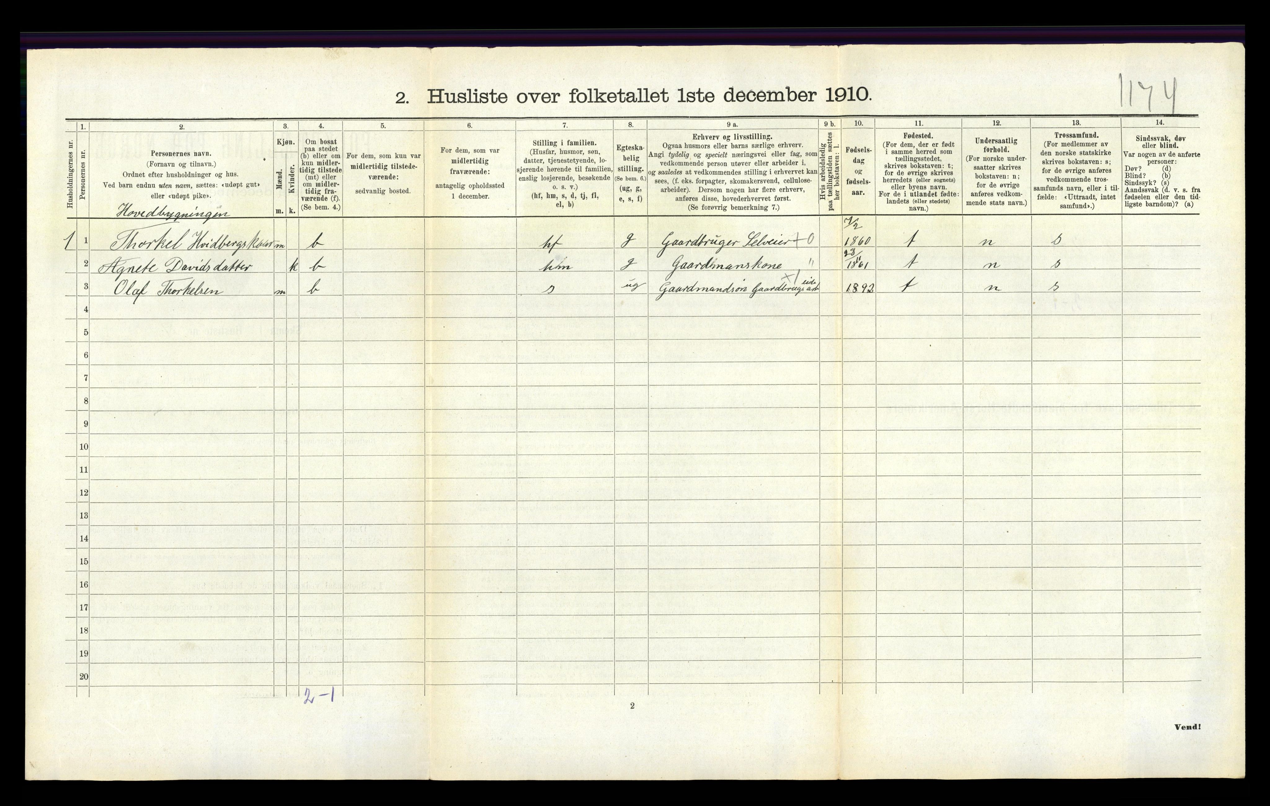 RA, 1910 census for Holum, 1910, p. 611