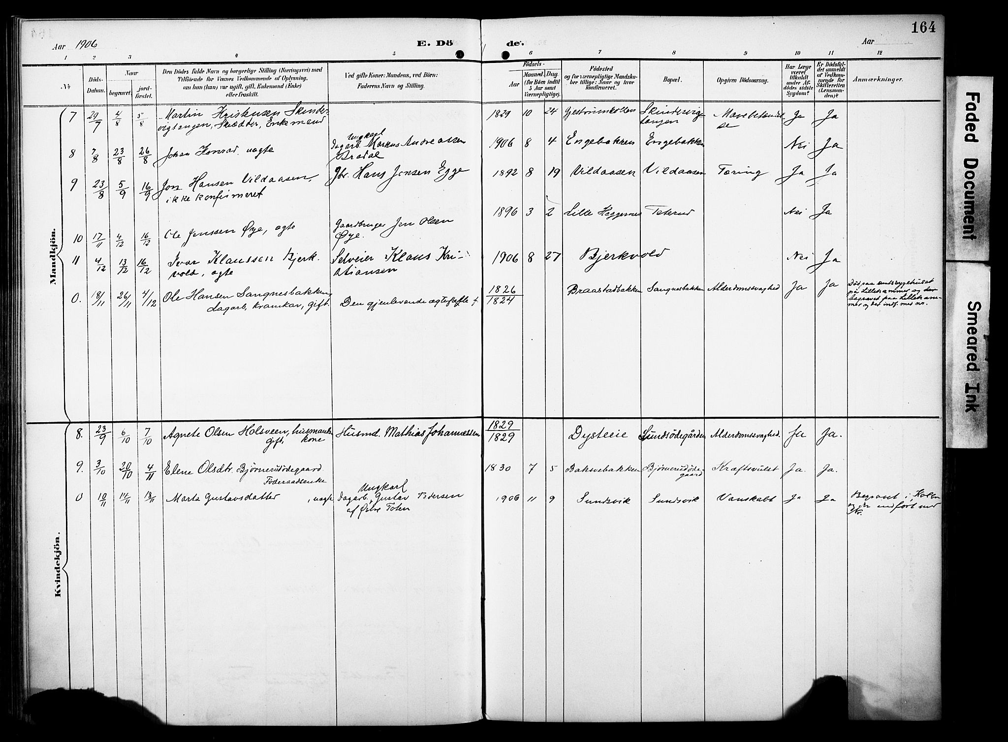 Vestre Toten prestekontor, AV/SAH-PREST-108/H/Ha/Haa/L0012: Parish register (official) no. 12, 1890-1906, p. 164