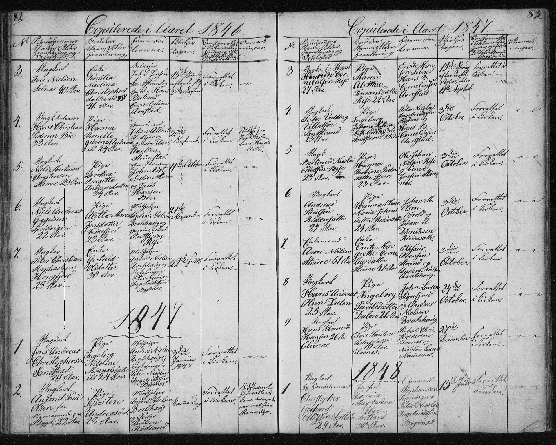 Ministerialprotokoller, klokkerbøker og fødselsregistre - Nordland, AV/SAT-A-1459/895/L1379: Parish register (copy) no. 895C01, 1842-1858, p. 82-83