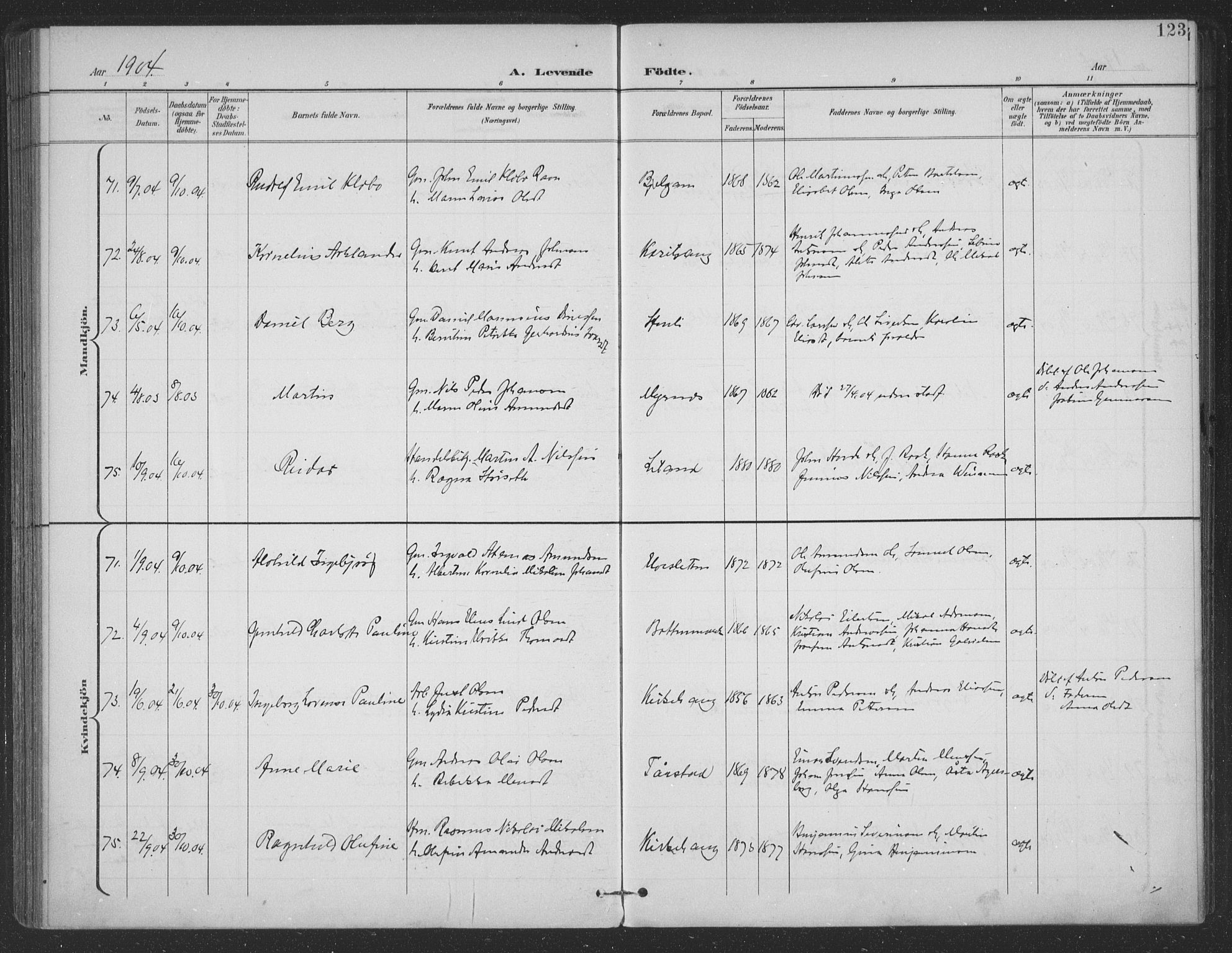 Ministerialprotokoller, klokkerbøker og fødselsregistre - Nordland, AV/SAT-A-1459/863/L0899: Parish register (official) no. 863A11, 1897-1906, p. 123